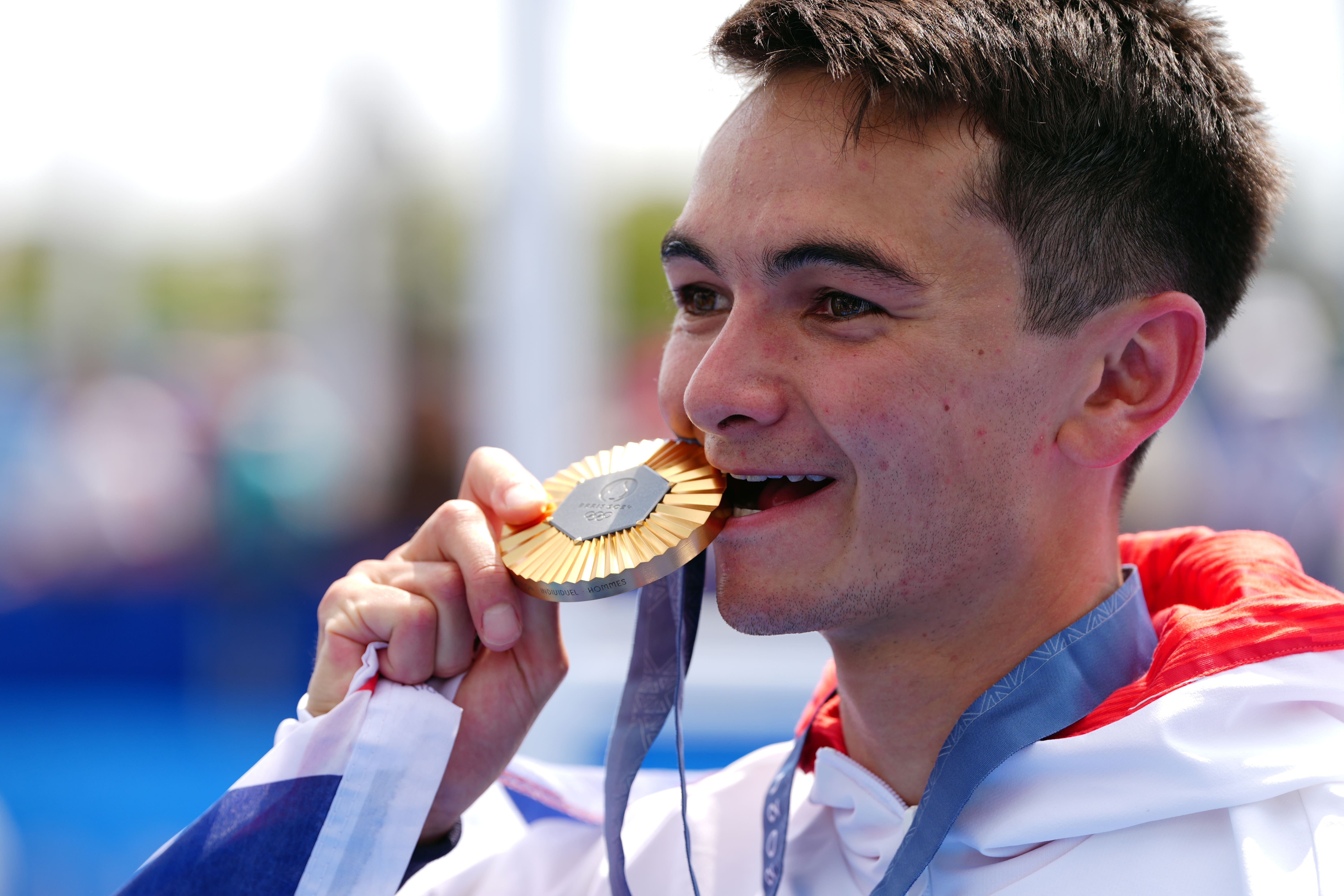 Great Britain’s Alex Yee with his men’s triathlon gold medal (David Davies/PA).