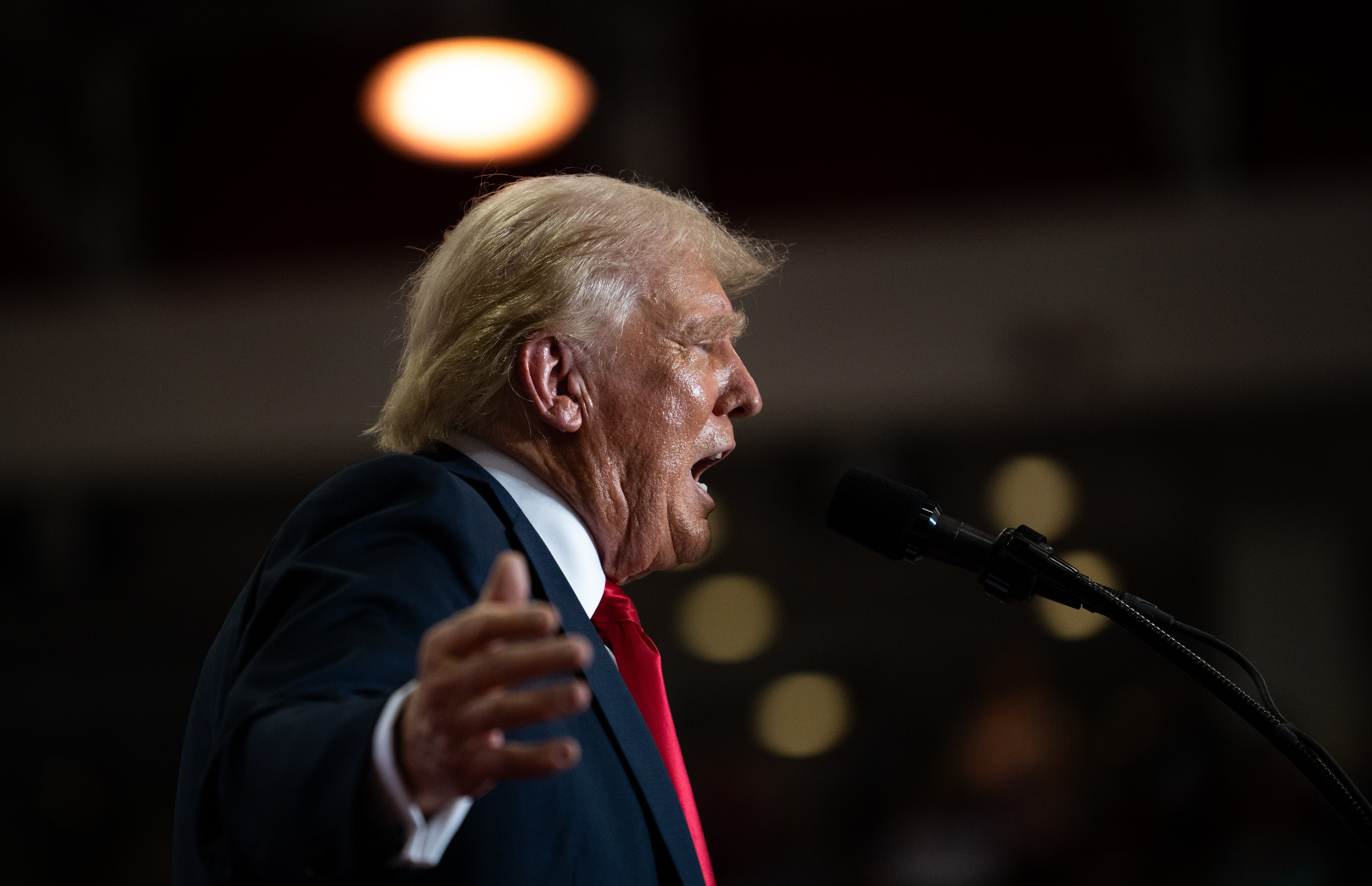 Donald Trump speaks to supporters in St Cloud, Minnesota on July 27. The president has come under fire for a recent interview where the term “horrible jew” was used.