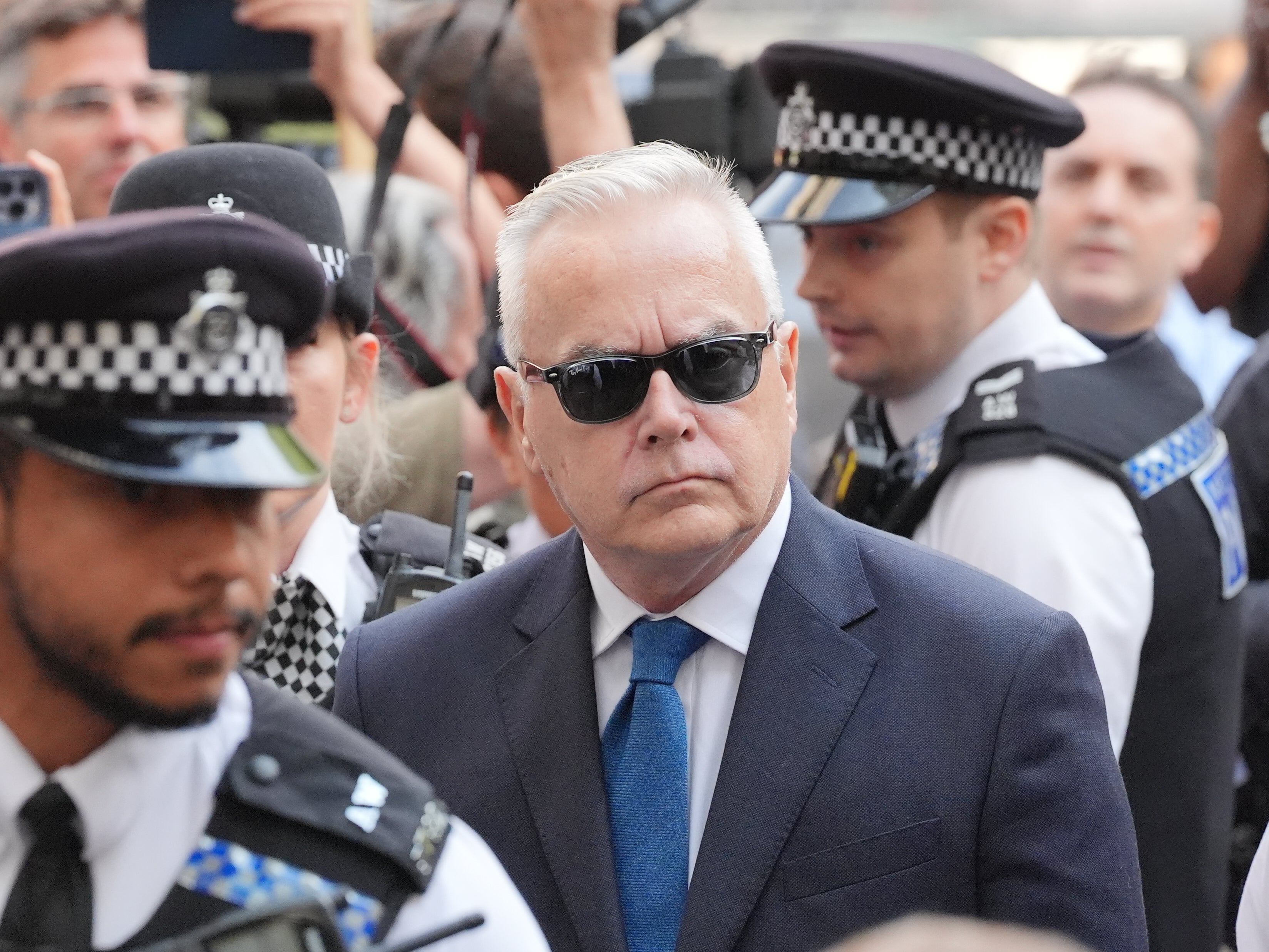 Former BBC broadcaster Huw Edwards arriving at Westminster Magistrates’ Court (Jonathan Brady/PA)