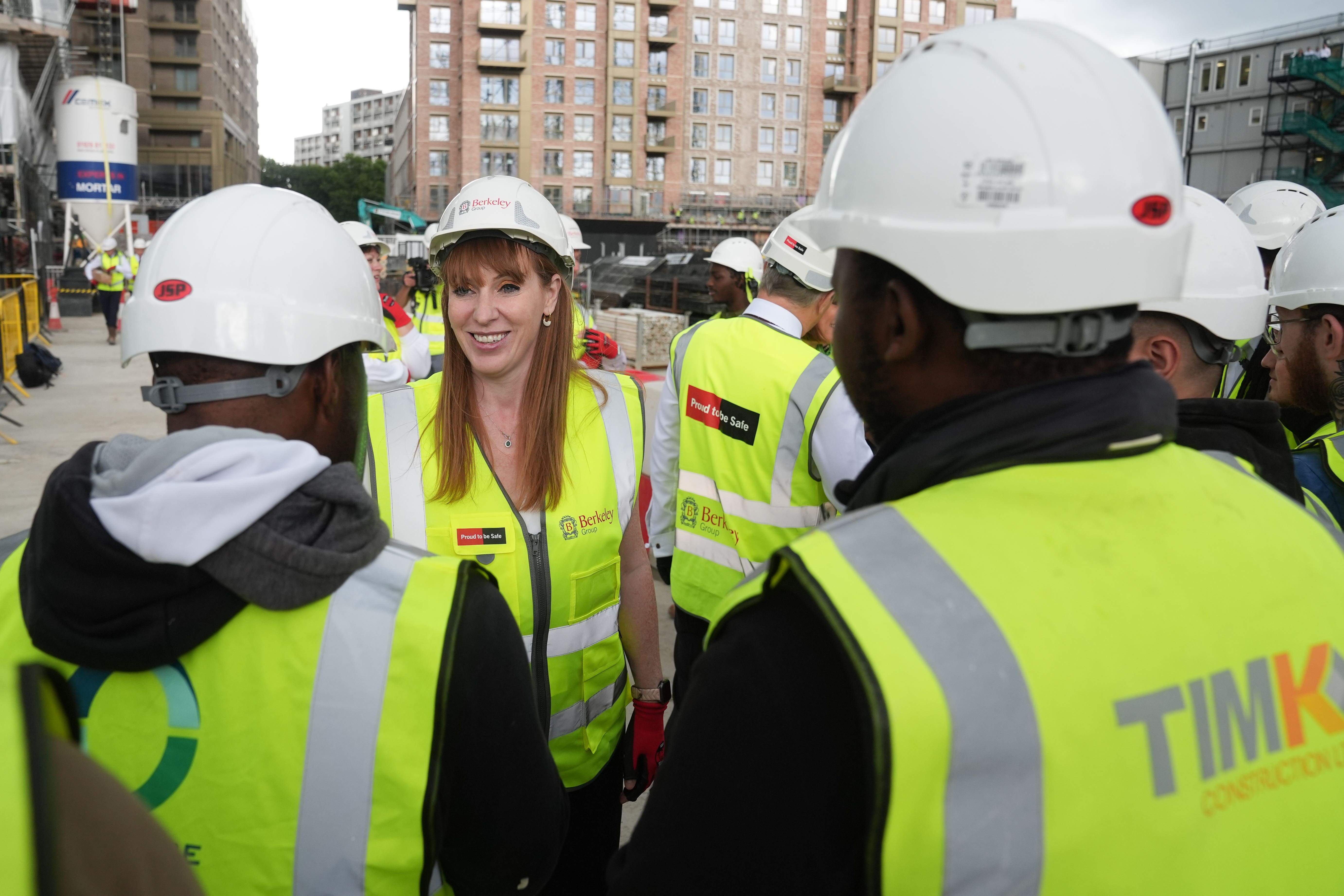 Deputy Prime Minister and Housing Secretary Angela Rayner visits the Oval Village housing development in London (Lucy North/PA)