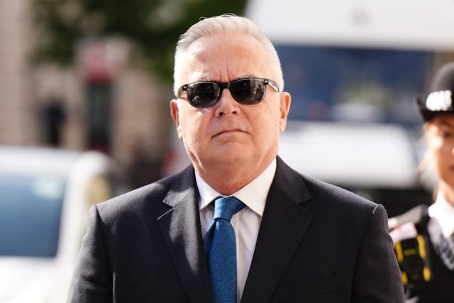 <p>Huw Edwards arriving at Westminster Magistrates’ Court </p>