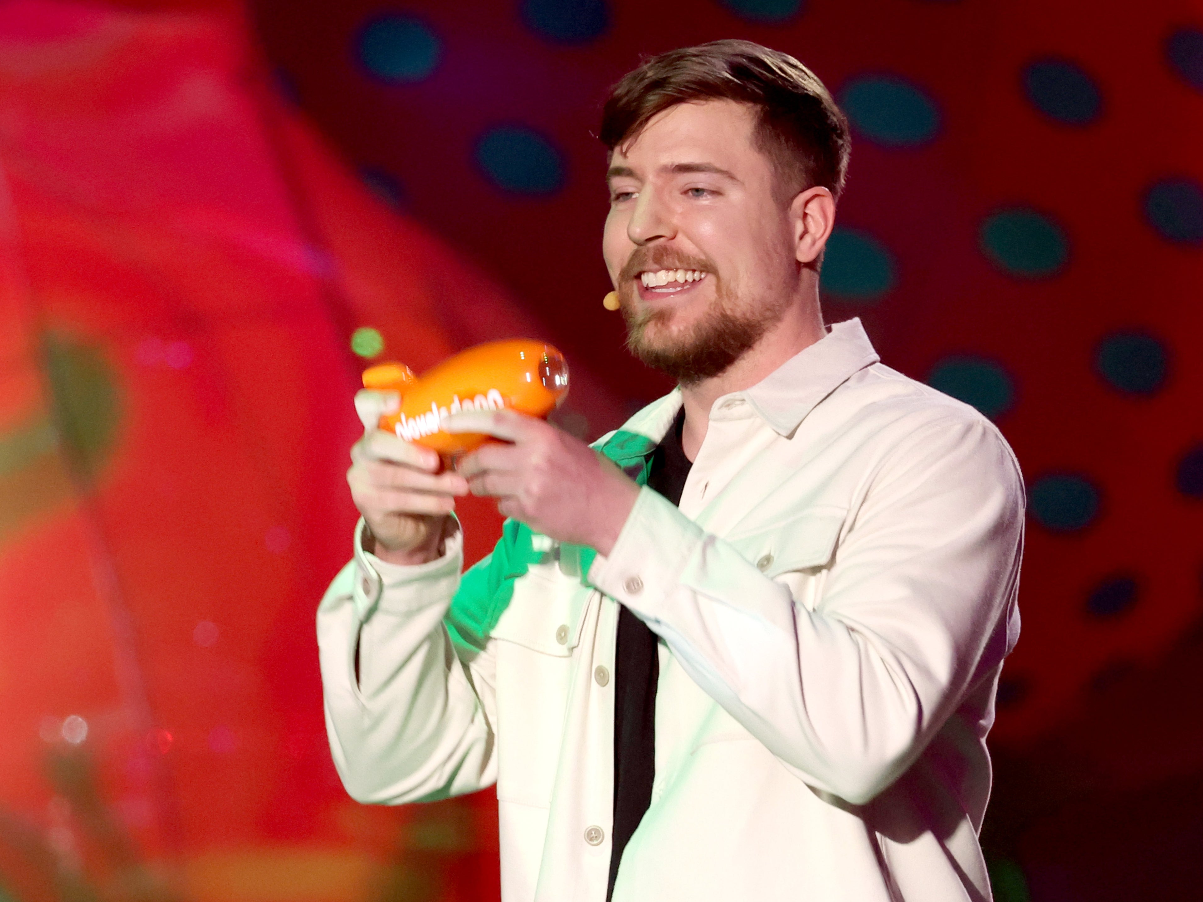 MrBeast accepts the Favourite Male Creator award onstage during the 2023 Nickelodeon Kids’ Choice Awards at Microsoft Theater on 4 March, 2023 in Los Angeles