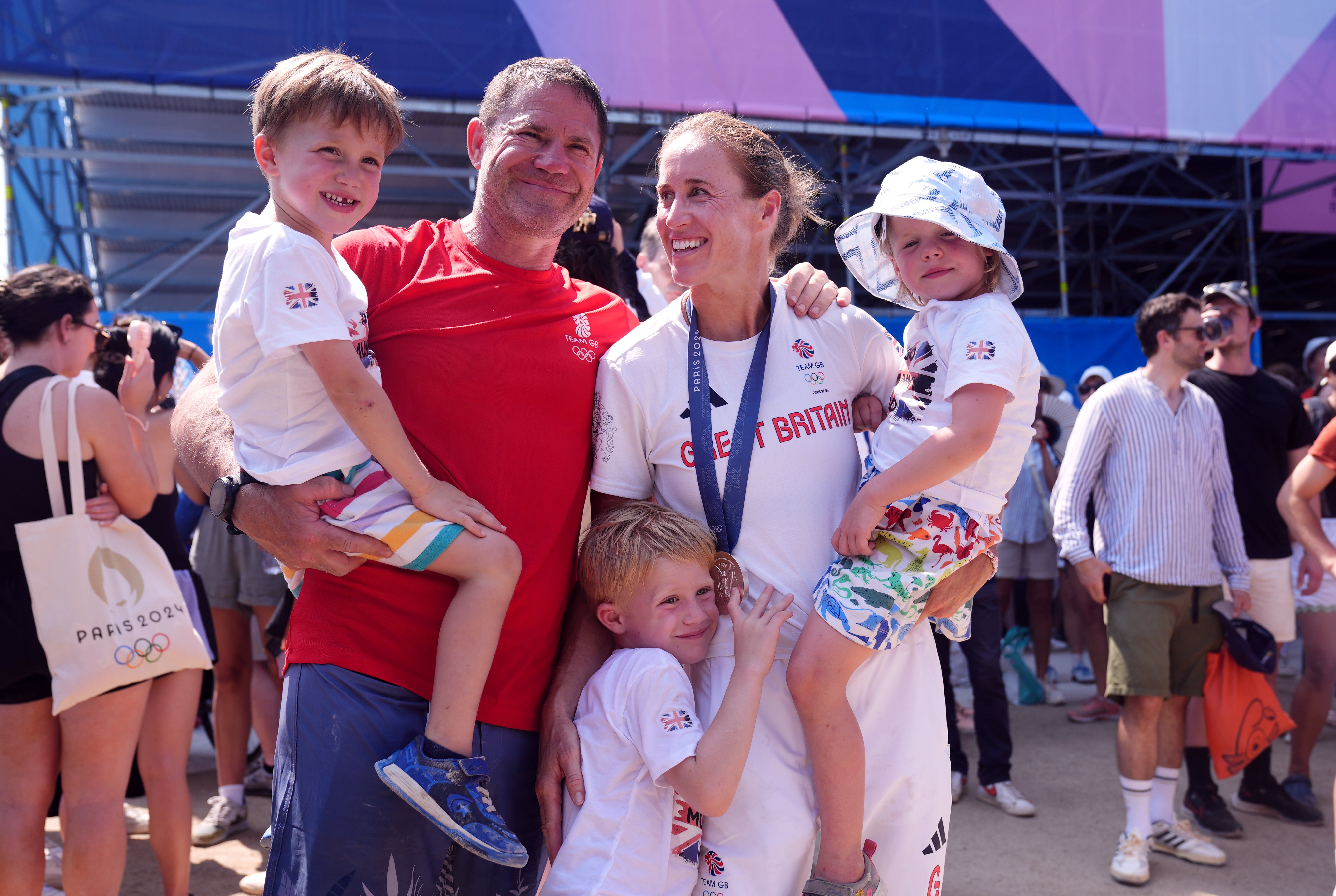 Helen Glover celebrated her success with her husband Steve Backshall and their children Logan, Kit and Willow