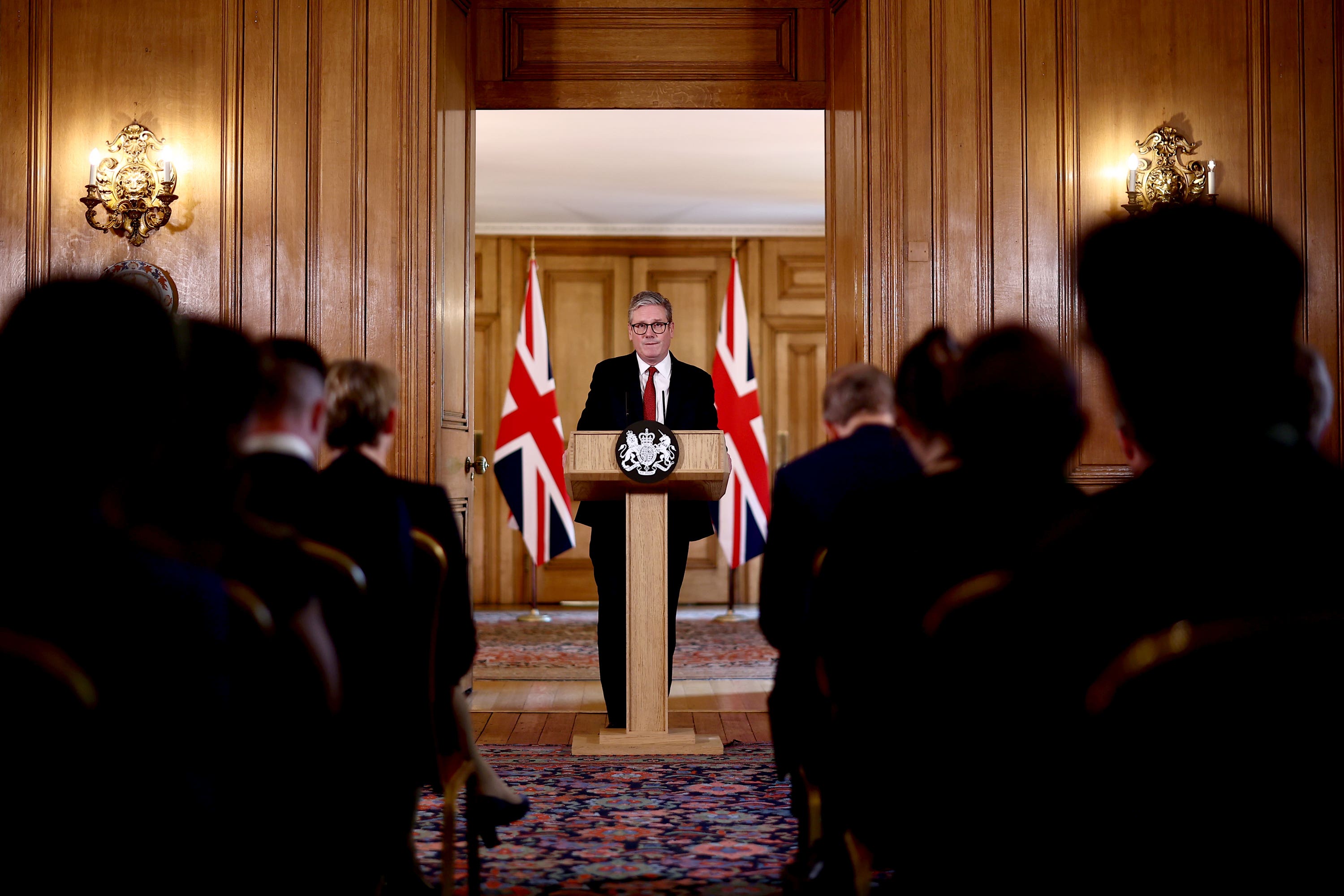 Prime Minister Sir Keir Starmer speaks during a press conference in Downing Street, London, following scenes of violent unrest in Southport, London, Hartlepool and Manchester in the wake of the killing of three young girls in a knife attack (Henry Nicholls/PA)