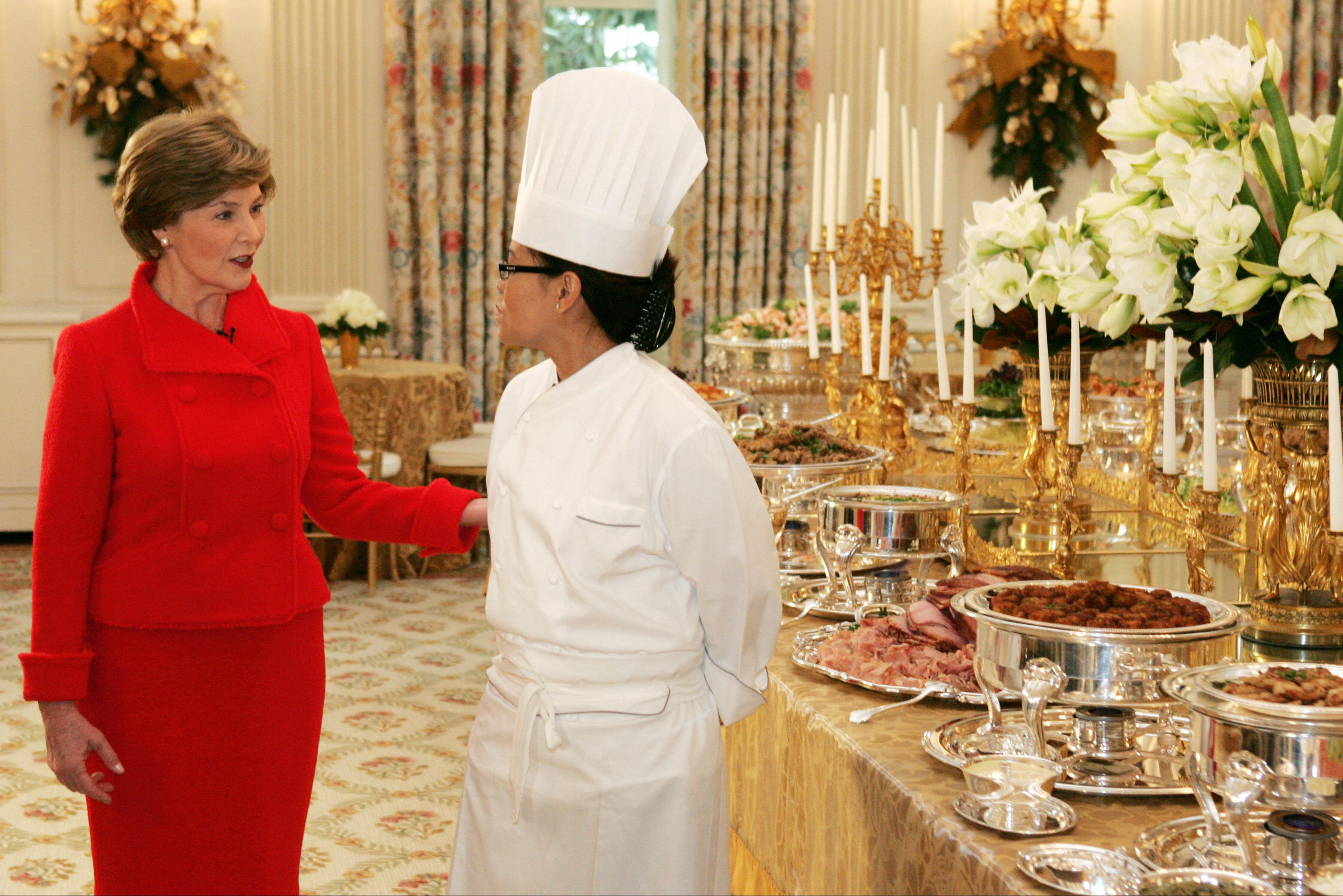 Comerford was named executive chef in 2005 by first lady Laura Bush (left), ahead of hundreds of other applicants