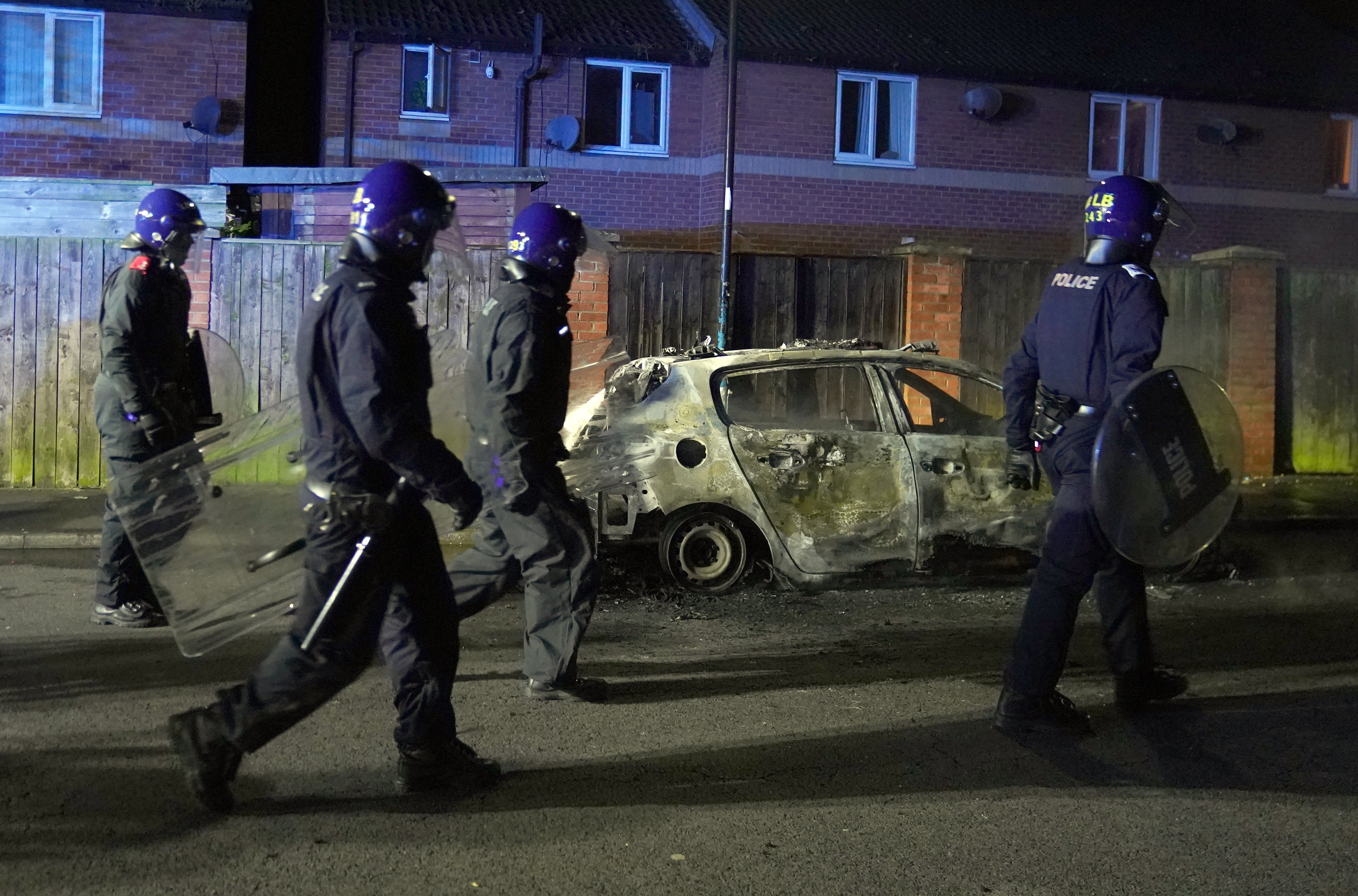 Vehicles were damaged during unrest that erupted in Hartlepool following the Southport stabbings