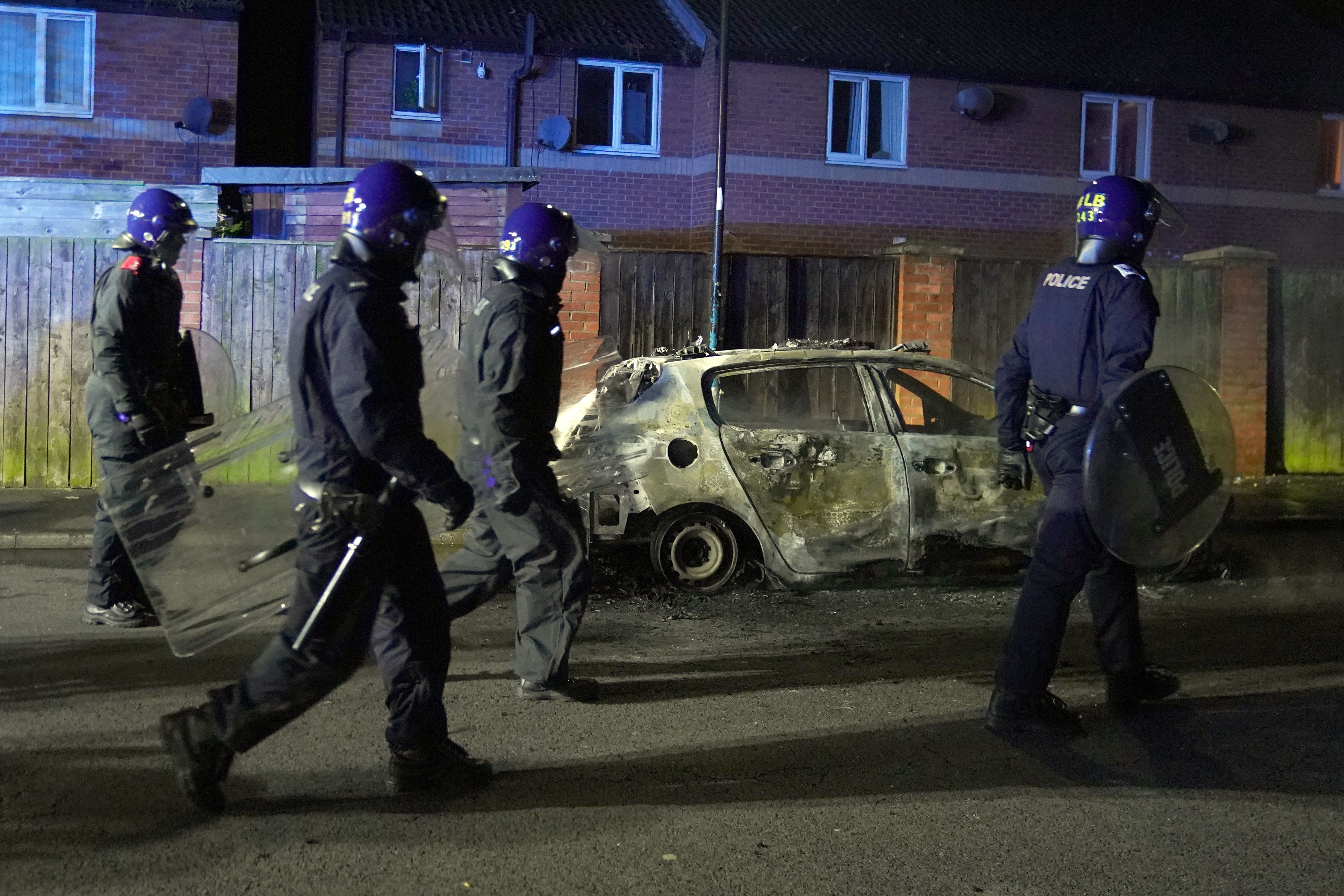 There was disorder in Hartlepool on Wednesday night, including an incident in which a police car was torched (Owen Humphreys/PA)