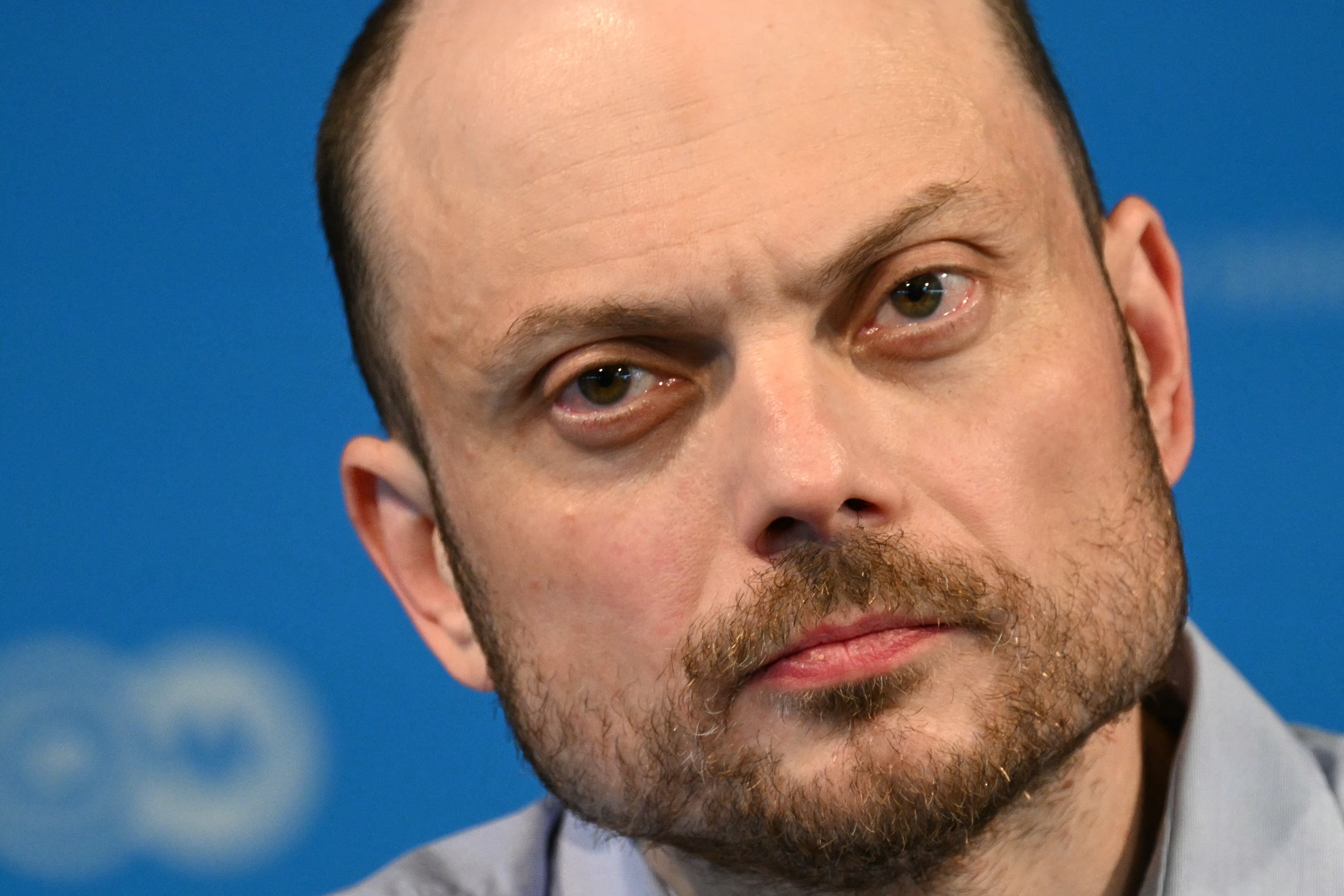 Russian journalist and activist Vladimir Kara-Murza looks on during a press conference on August 2, 2024 in Bonn, western Germany