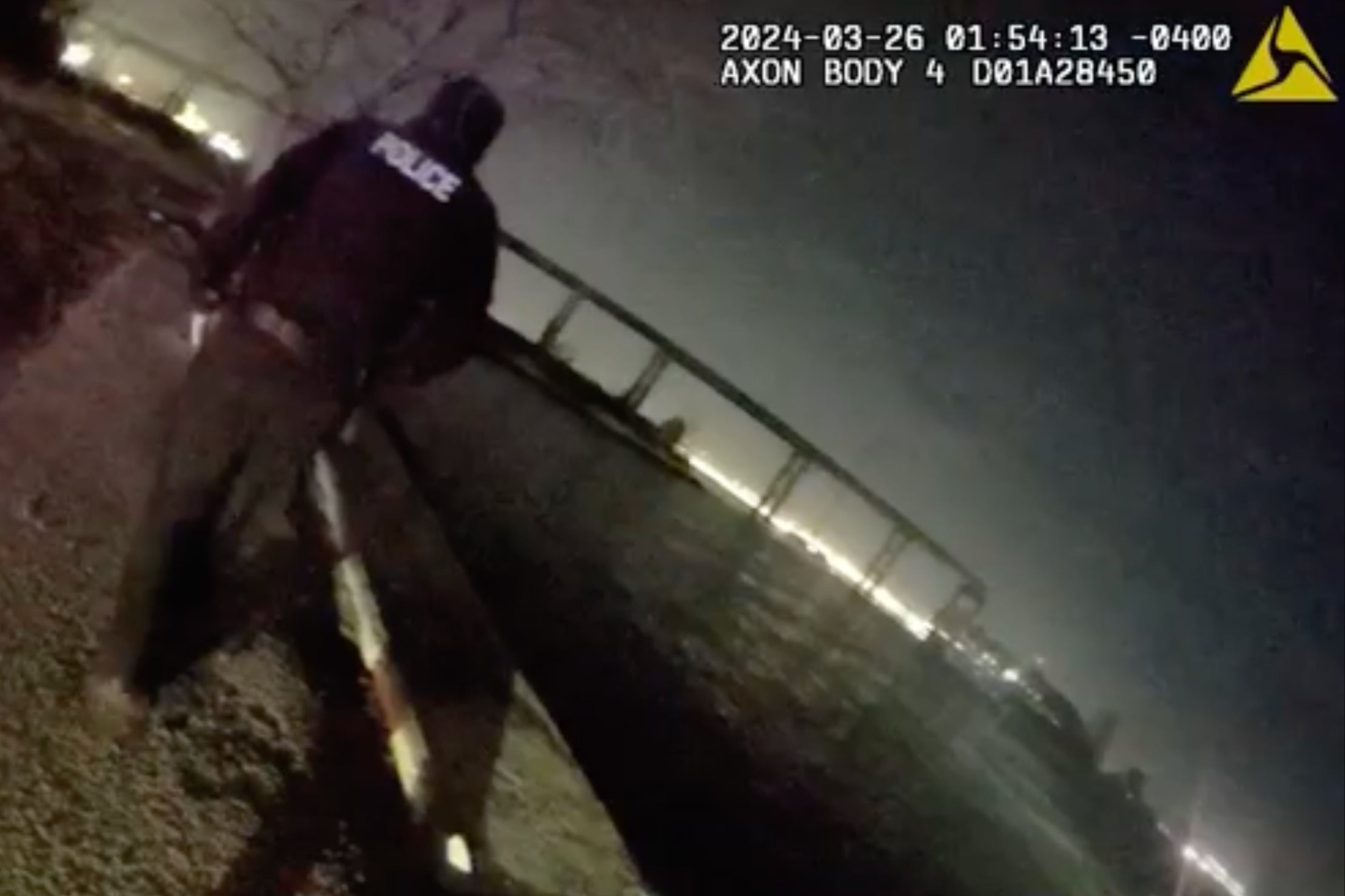 Body cam footage shared by the Baltimore Police Department shows officer reactions in the aftermath of the collapse of the Francis Scott Key Bridge