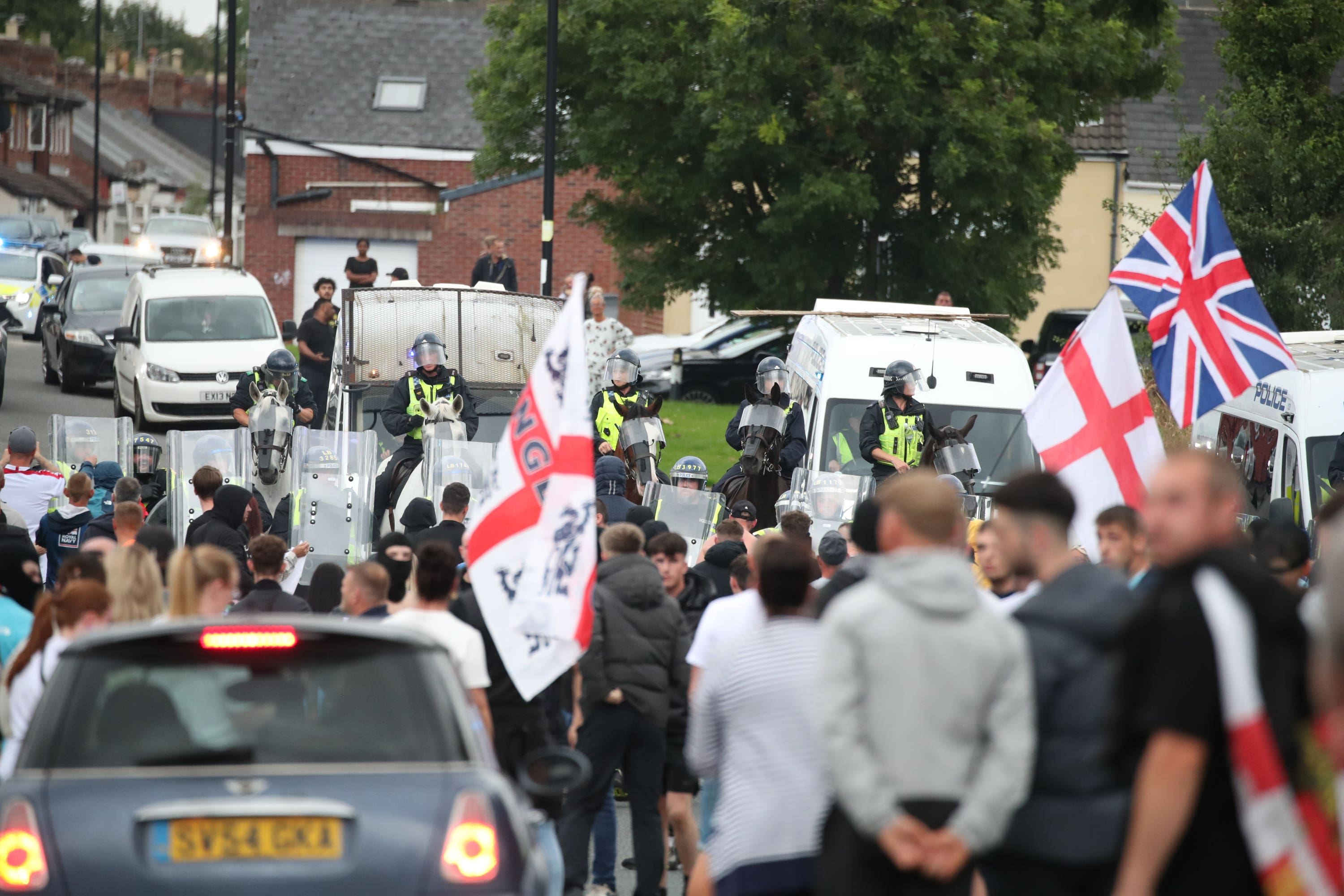 People protest in Sunderland city centre (Scott Heppell/PA)