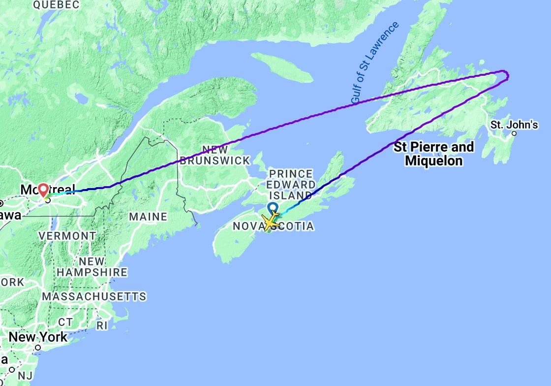 Scenic tour: Air Canada AC868 route from Halifax, Nova Scotia, on 1 August 2024