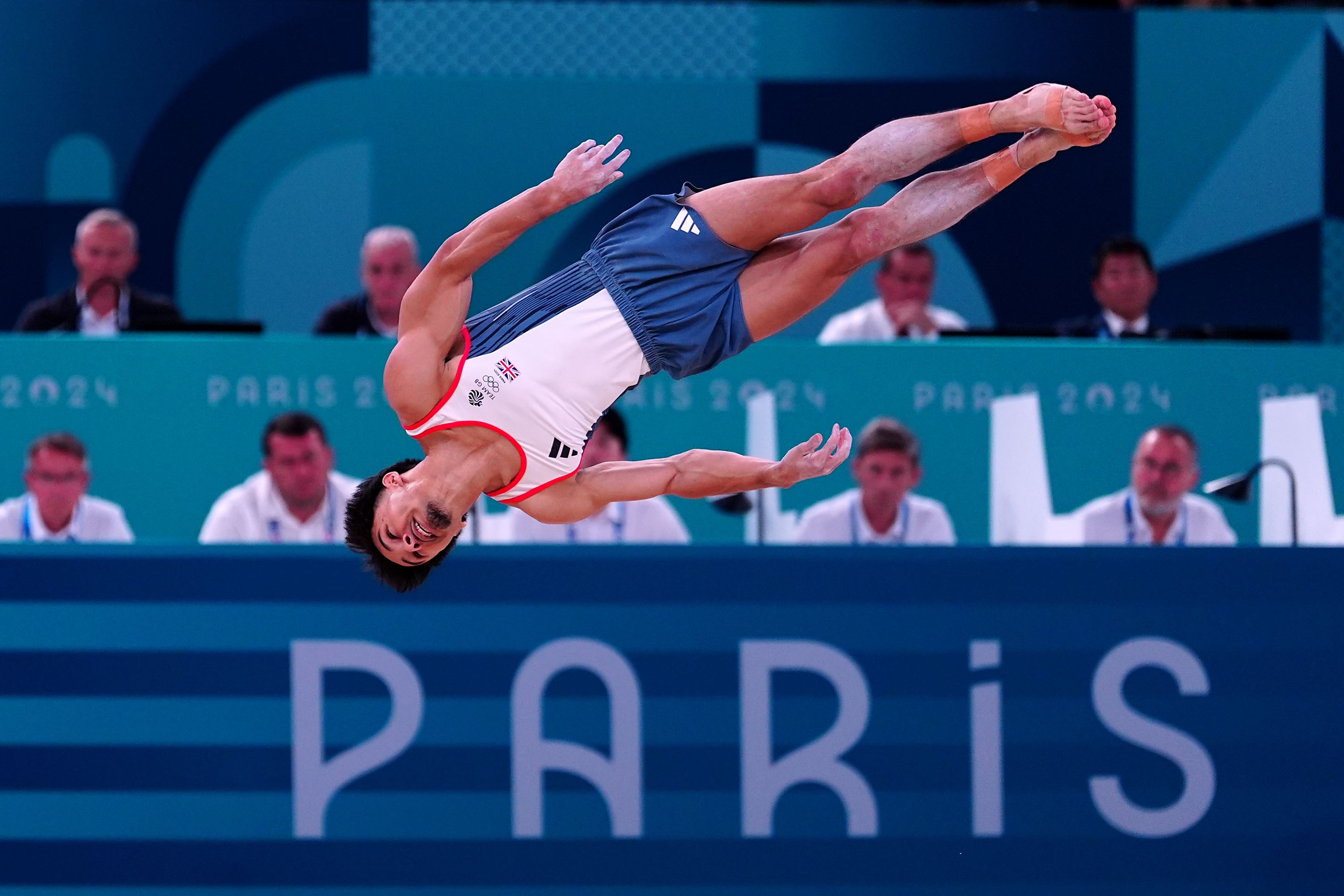 Jake Jarman performs during the floor final (Peter Byrne/PA)