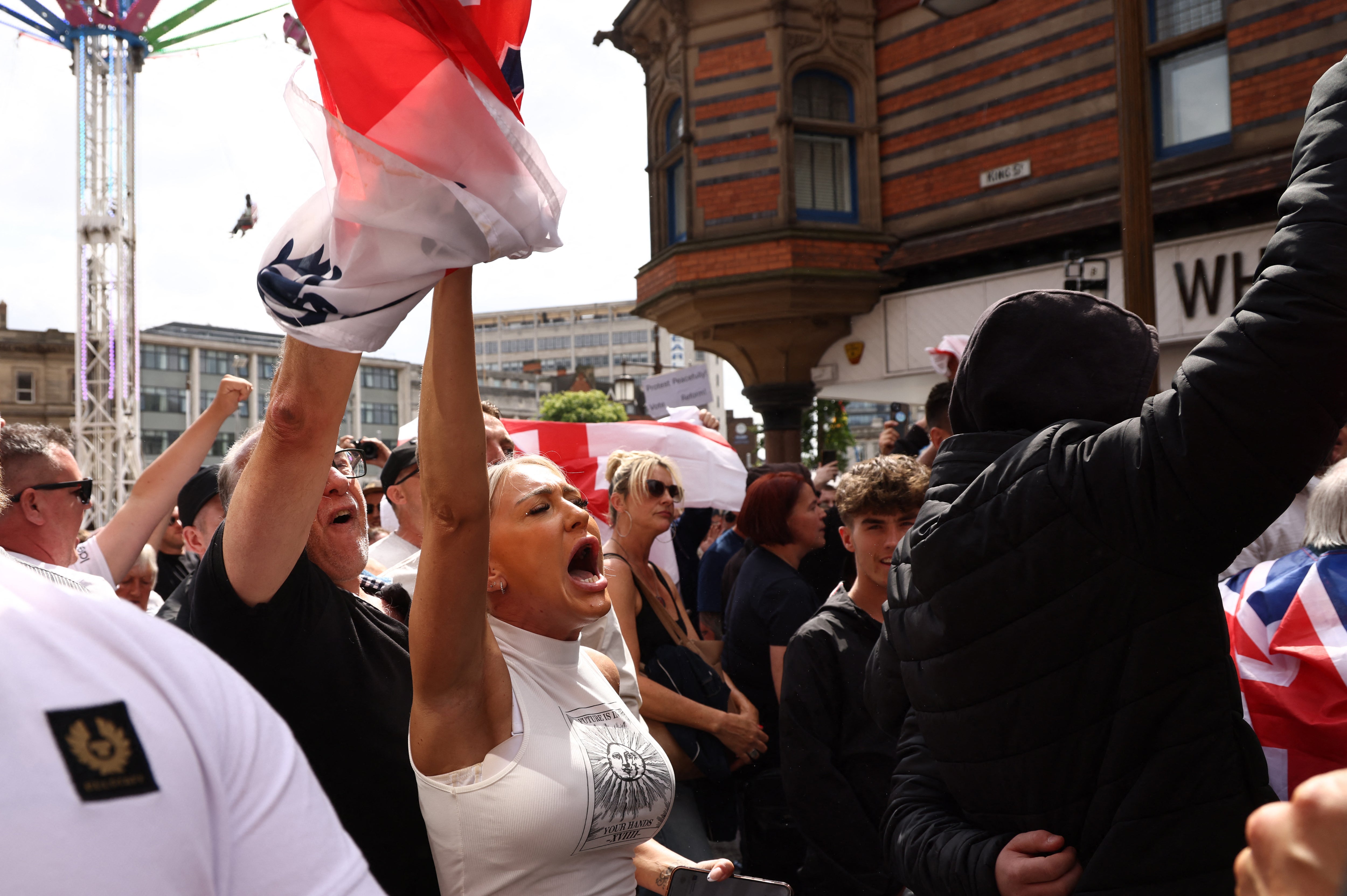 Protesters gather in Nottingham, central England