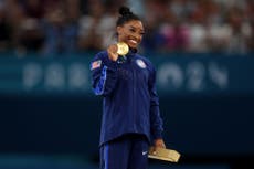 Simone Biles lands signature skill to win third gold medal of Paris Olympics