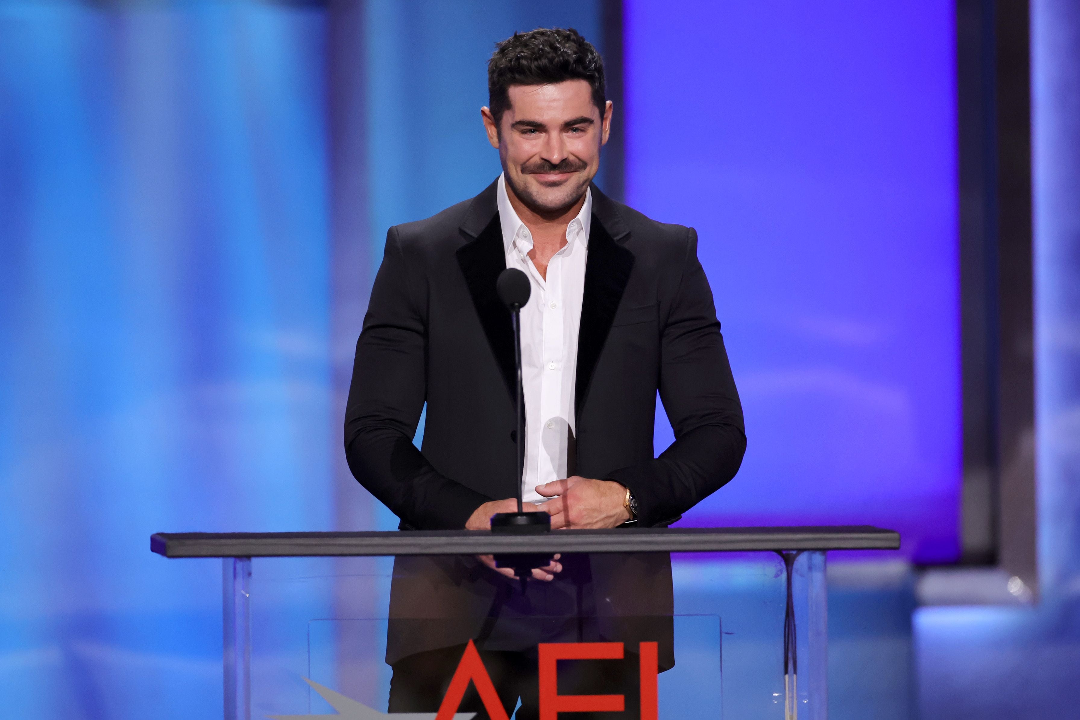 Zac Efron on stage at the 49th Annual AFI Life Achievement Award on April 27 in Hollywood