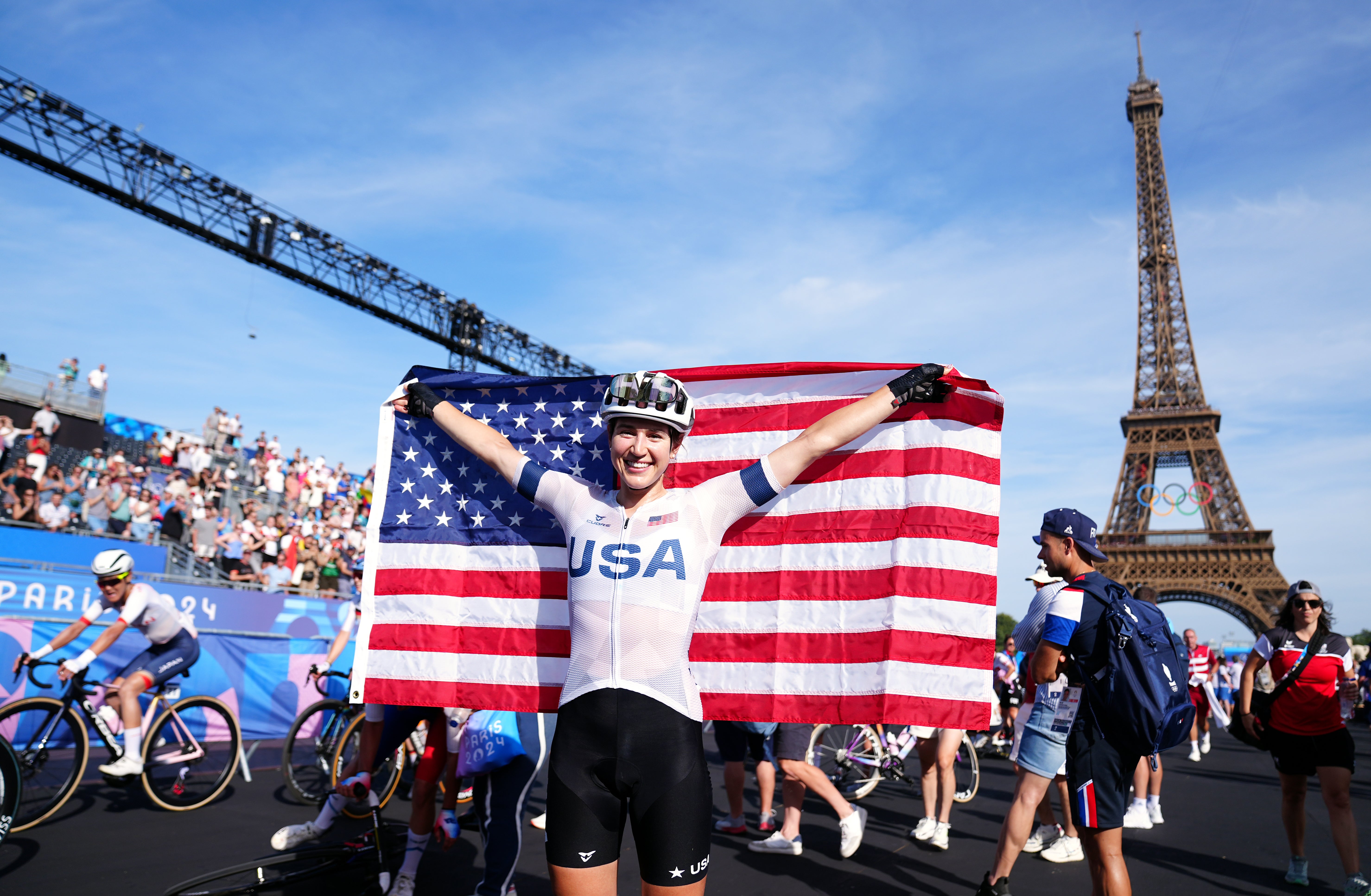 Kristen Faulkner was the surprise winner of gold after a late attack (David Davies/PA)