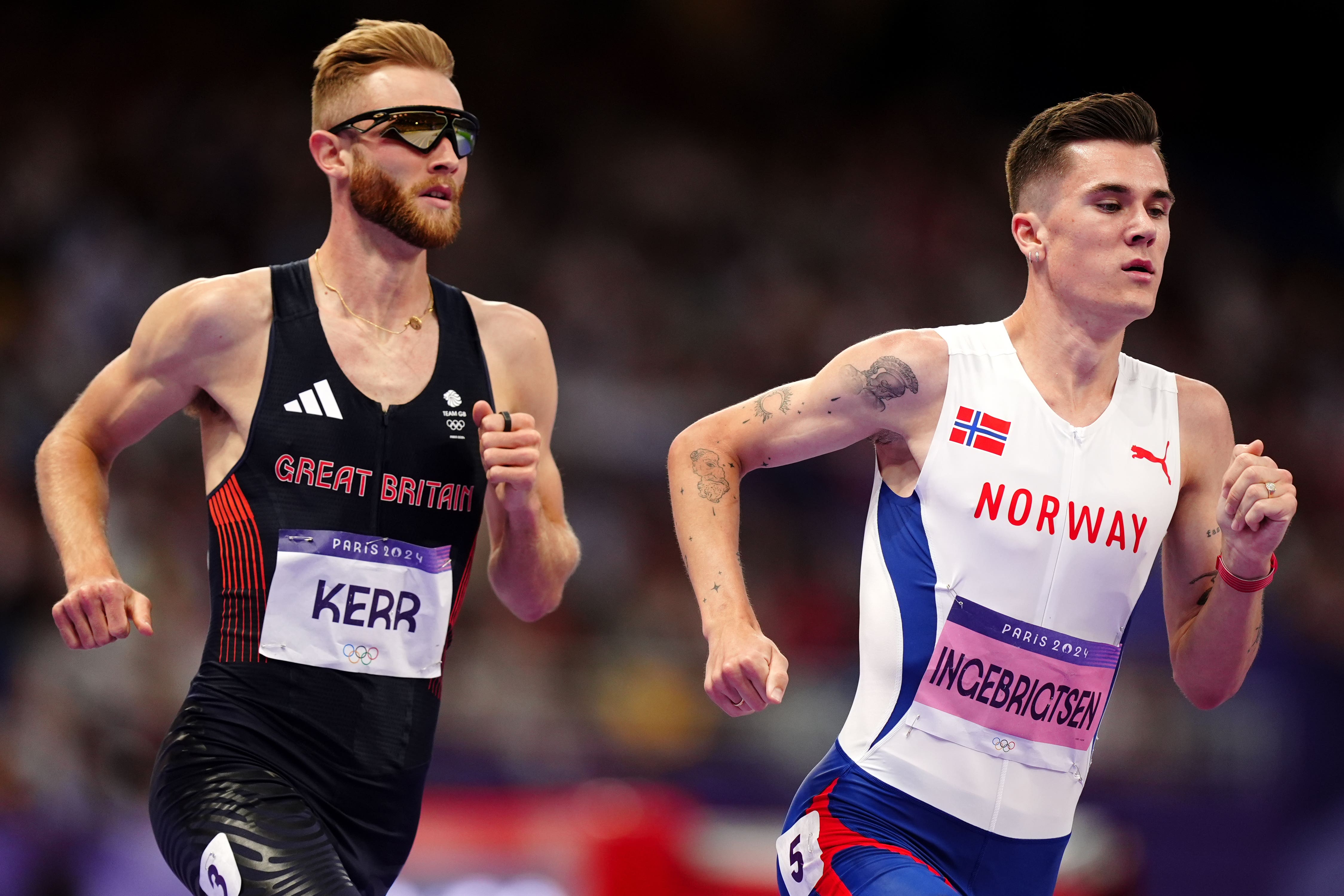 Norway’s Jakob Ingebrigtsen, right, and Great Britain’s Josh Kerr, left, will face off once again in the 1500 metres final on Tuesday (Mike Egerton/PA)