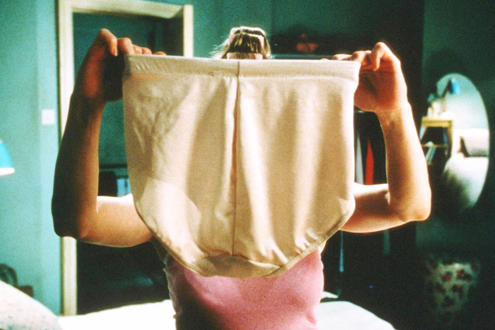 Renée Zellweger’s Bridget holds up her control pants in 2001’s ‘Bridget Jones’s Diary’