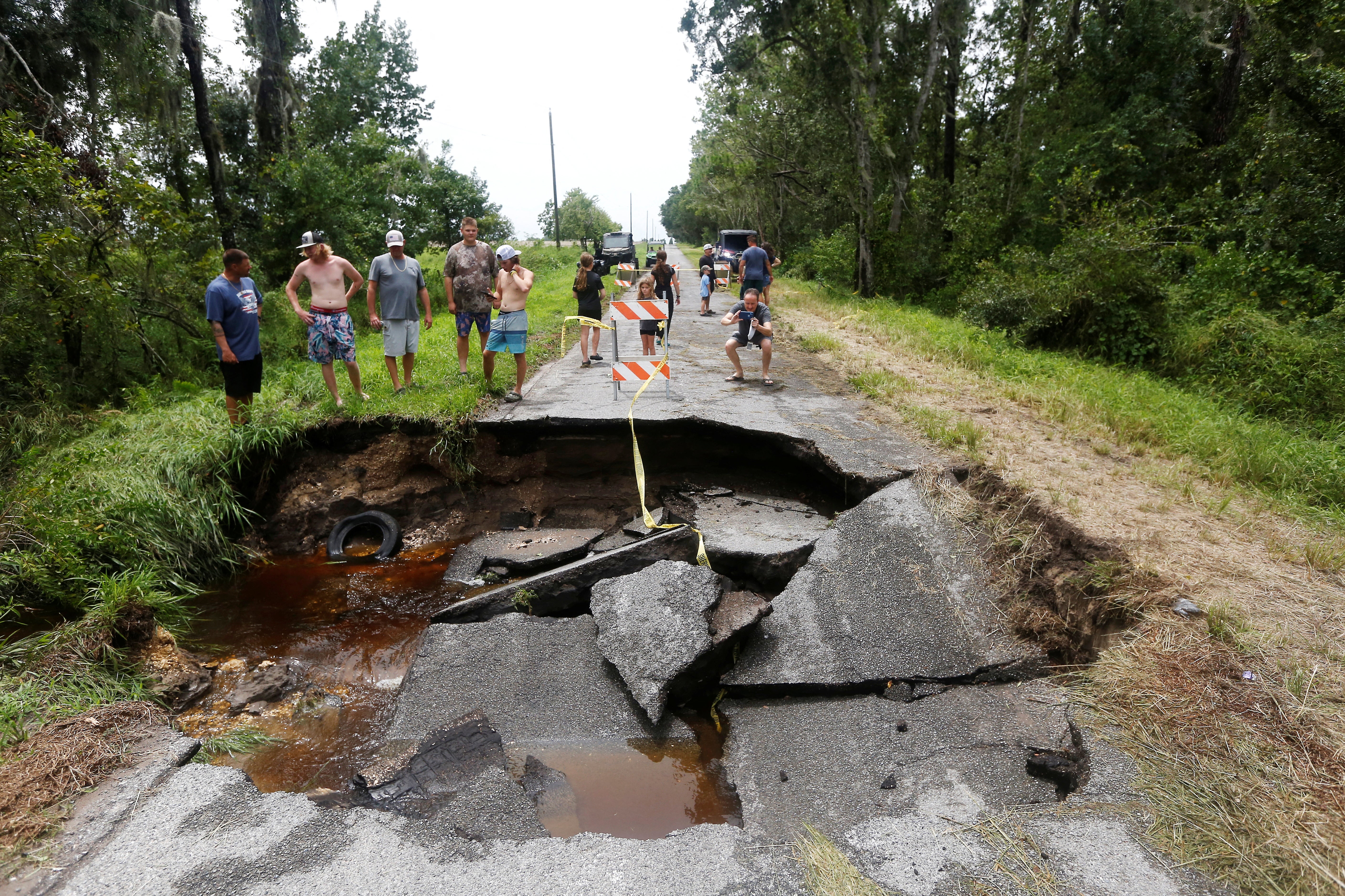 A large sinkhole opened up on Grange Fall Loop in Wimauma, Florida