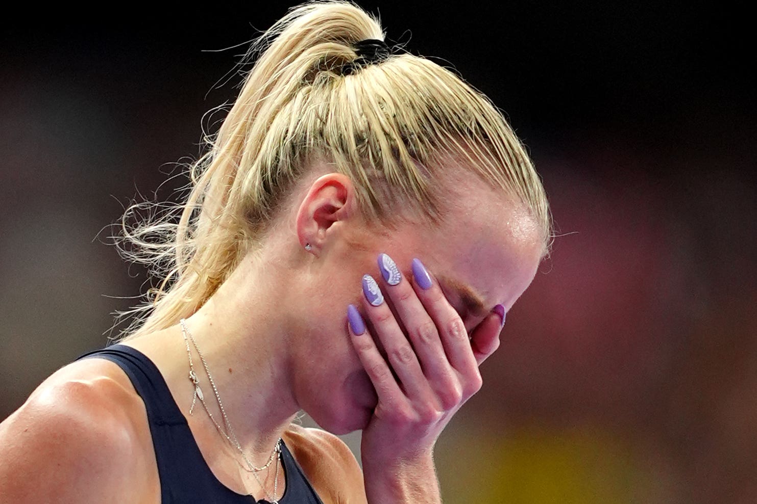 Great Britain’s Keely Hodgkinson with a flawless lilac manicure after winning Gold at the Paris Olympics (Peter Byrne/PA)