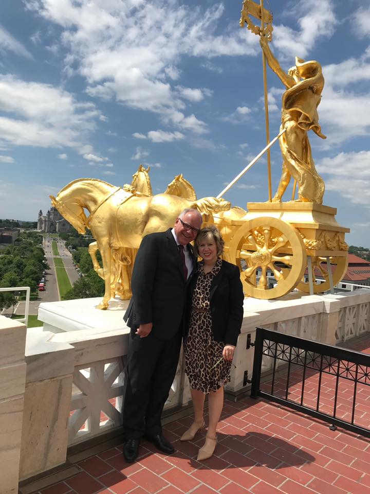 Tim Walz and wife Gwen. They met while teaching in temporary classrooms