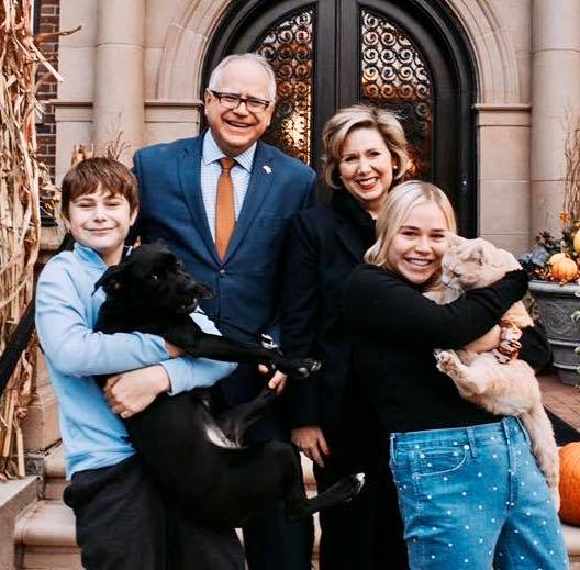 Tim Walz and his wife Gwen, and his children Gus and Hope