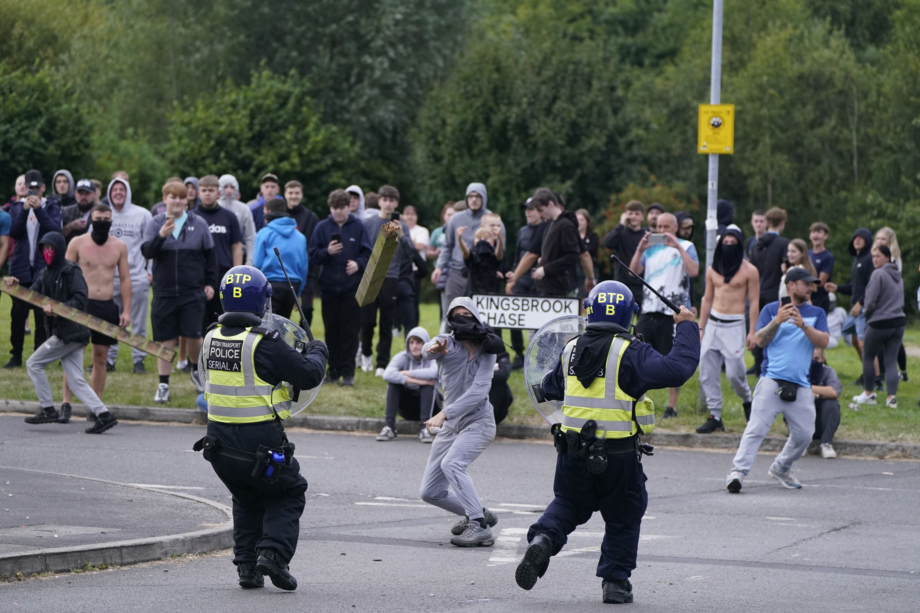 Police clash with rioters in Rotheram, August 4, 2024 (Danny Lawson/PA)