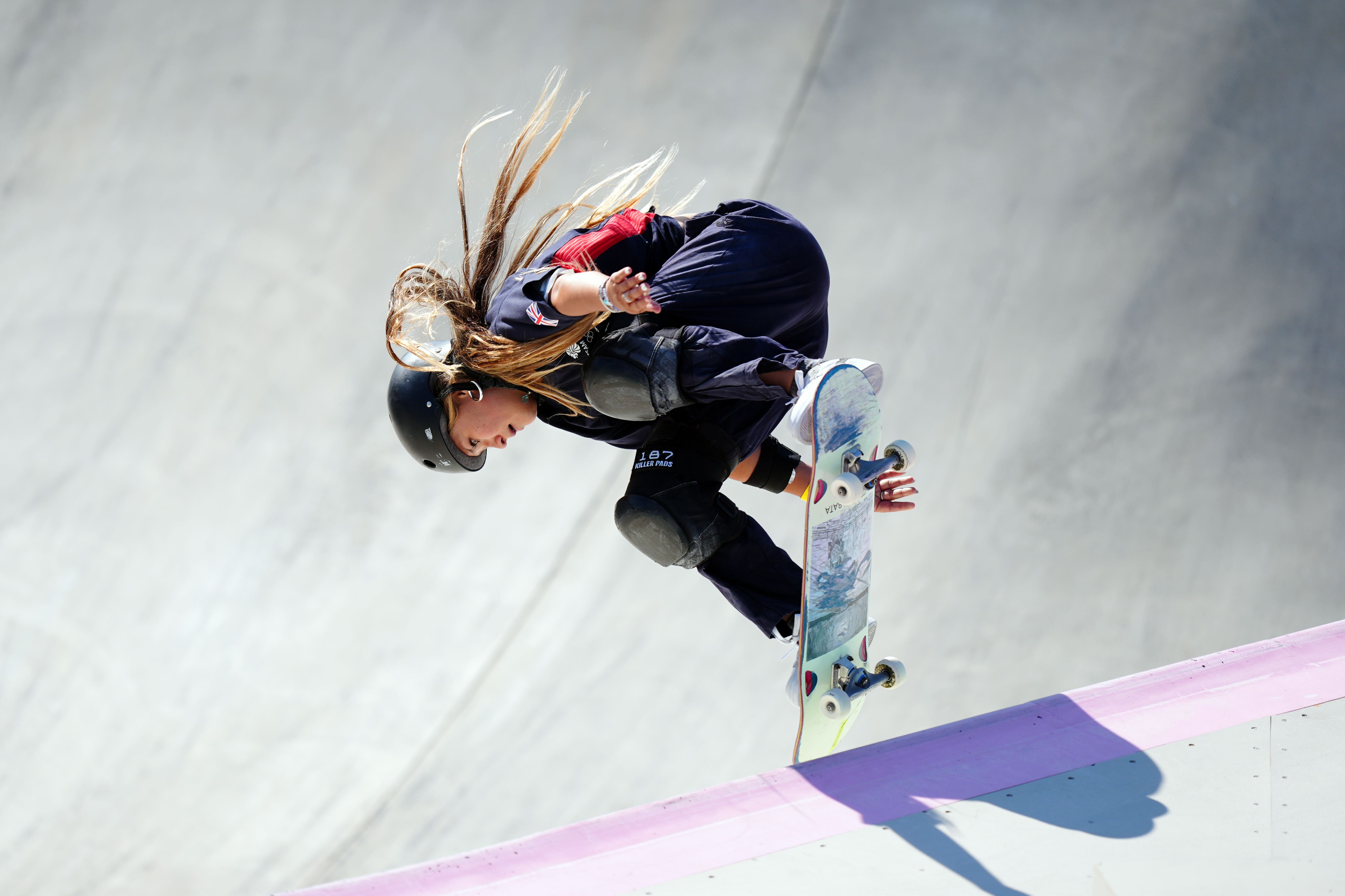 Great Britain’s Sky Brown en route to a bronze medal in the women’s park skateboarding at La Concorde (Mike Egerton/PA).