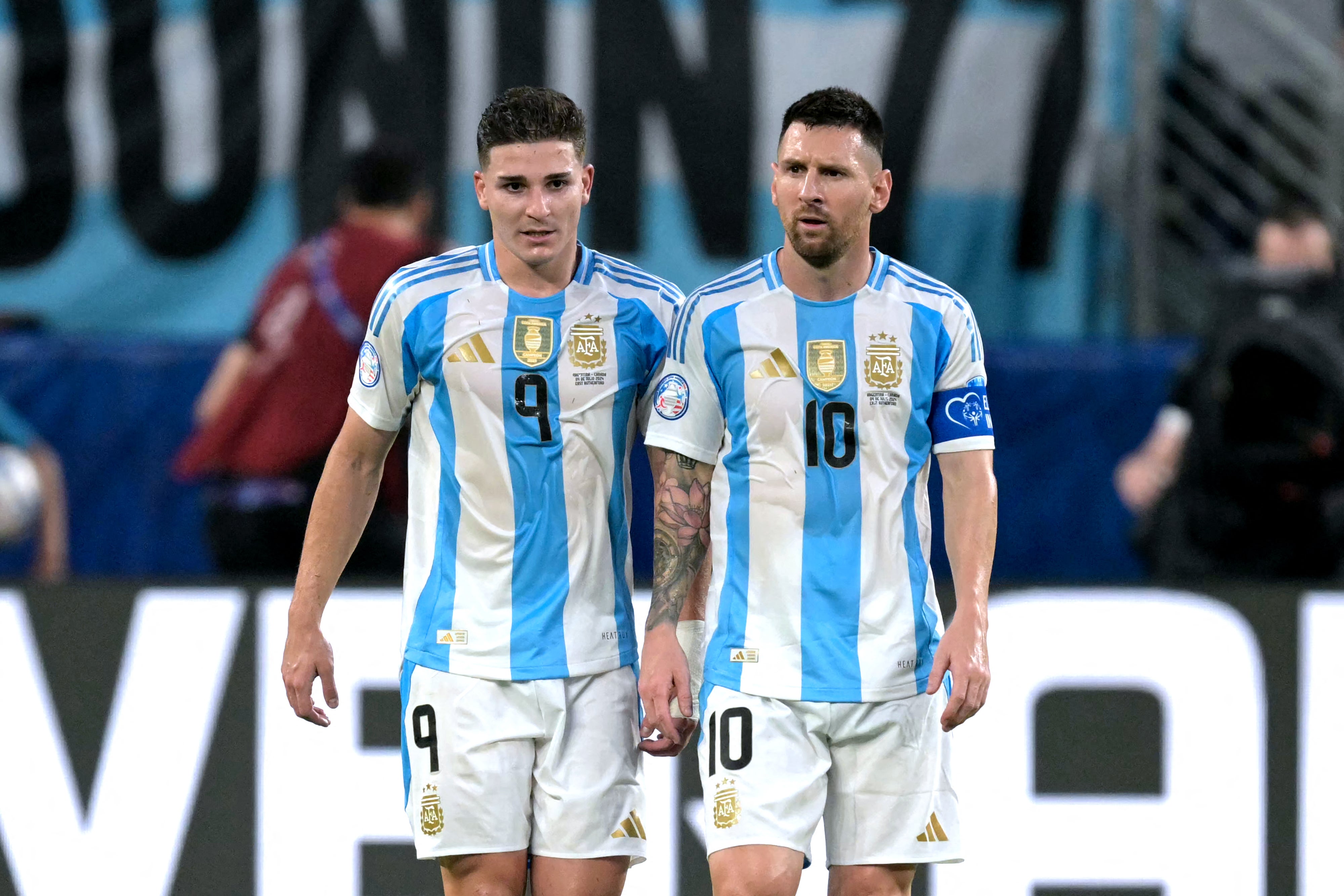 Alvarez alongside Argentina teammate Lionel Messi