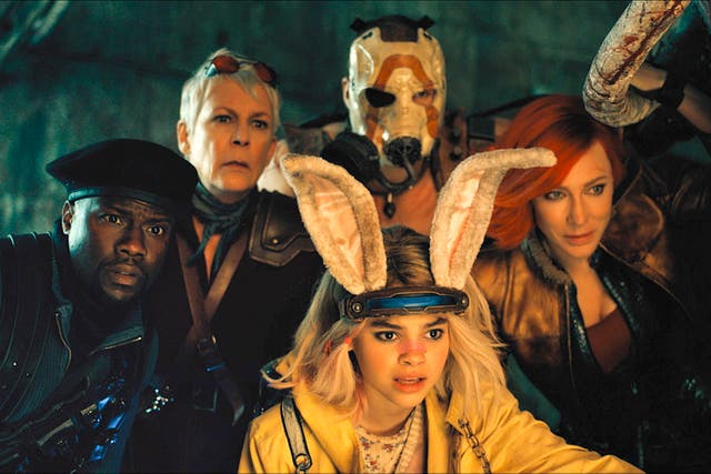 <p>Claptrap: Kevin Hart, Jamie Lee Curtis, Ariana Greenblatt, Florian Munteanu and Cate Blanchett in ‘Borderlands’</p>