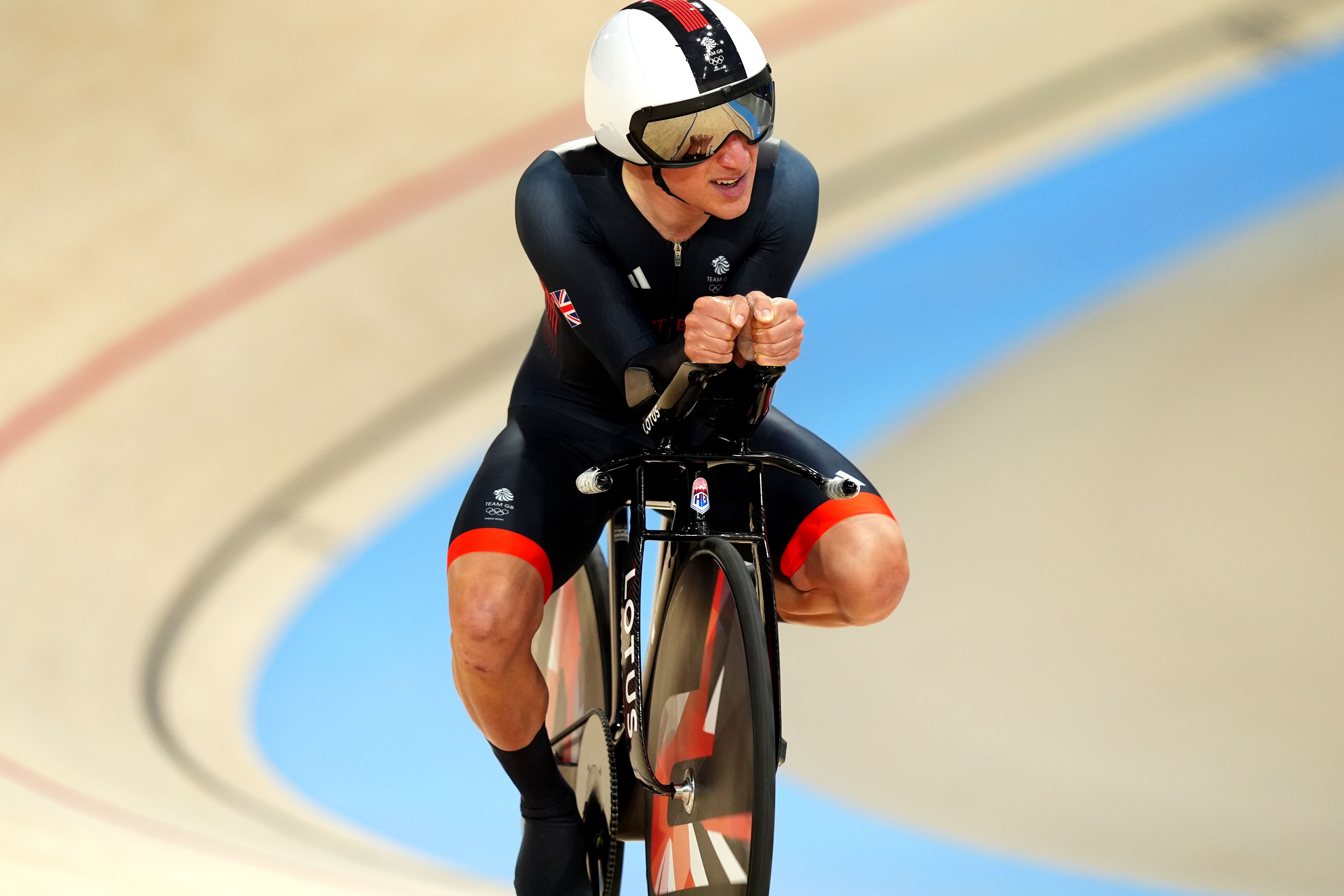 Ethan Hayter slipped off his saddle as Britain took silver in the men’s team pursuit (David Davies/PA)