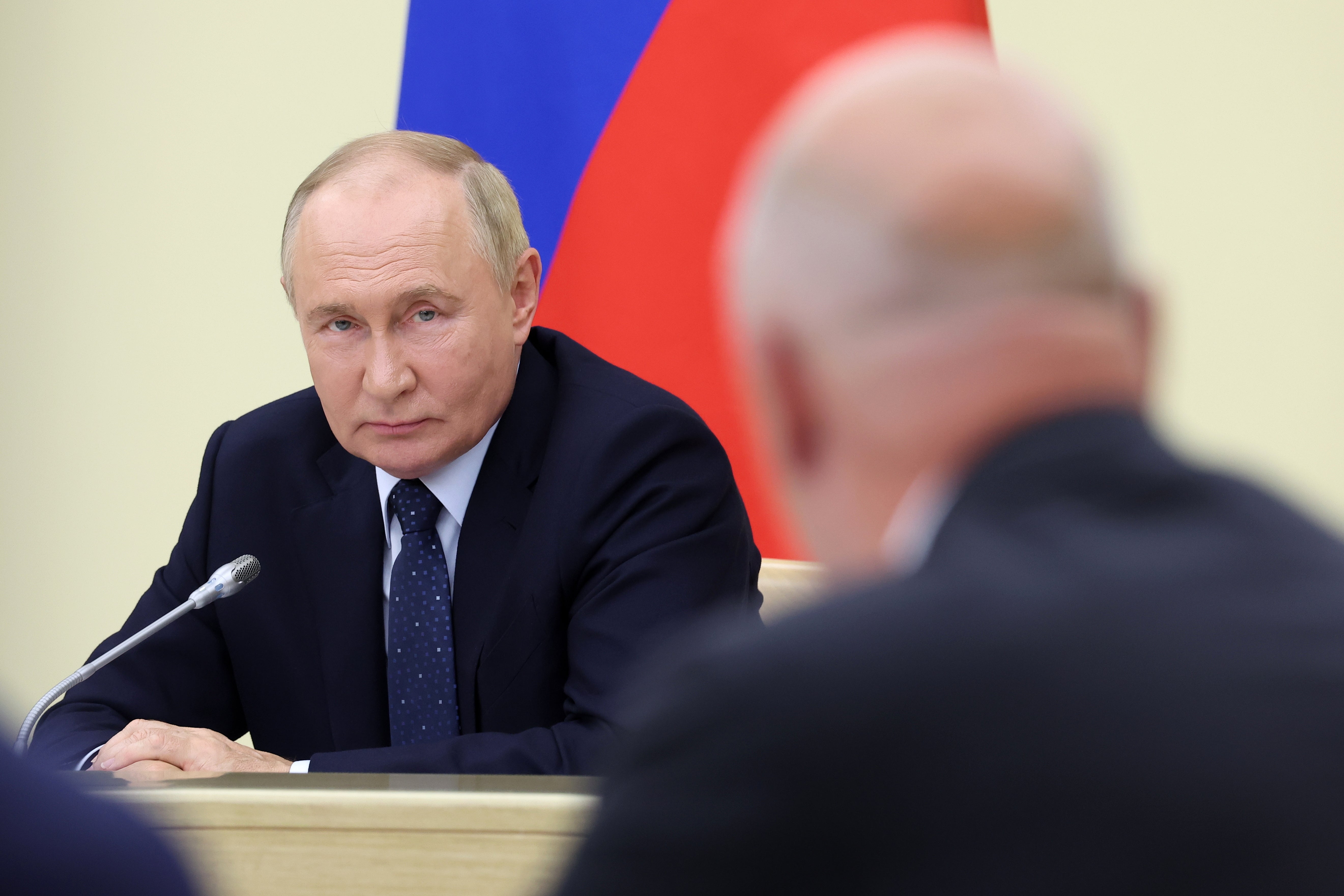 Russian President Vladimir Putin holds a meeting with members of the government at the Novo-Ogaryovo state residence, outside Moscow, Russia, 07 August 2024