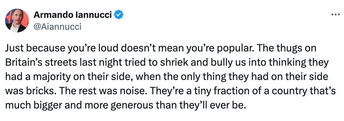 Scottish writer and director has been vocal about violent disorder that spread across the UK