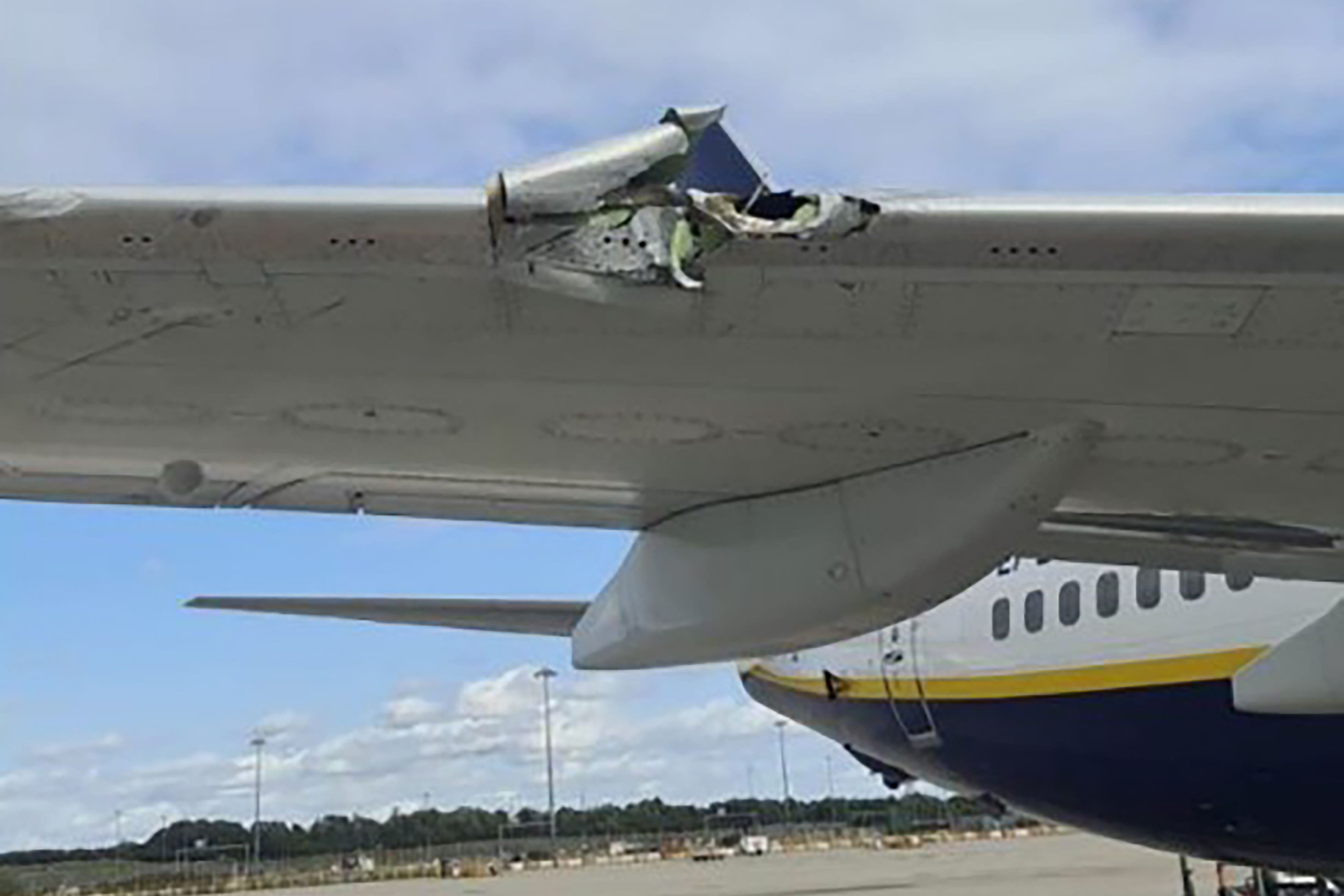 A collision between a Ryanair plane and a vehicle at Stansted Airport may have been caused by the latter’s driver being tired, an investigation found (AAIB/PA)