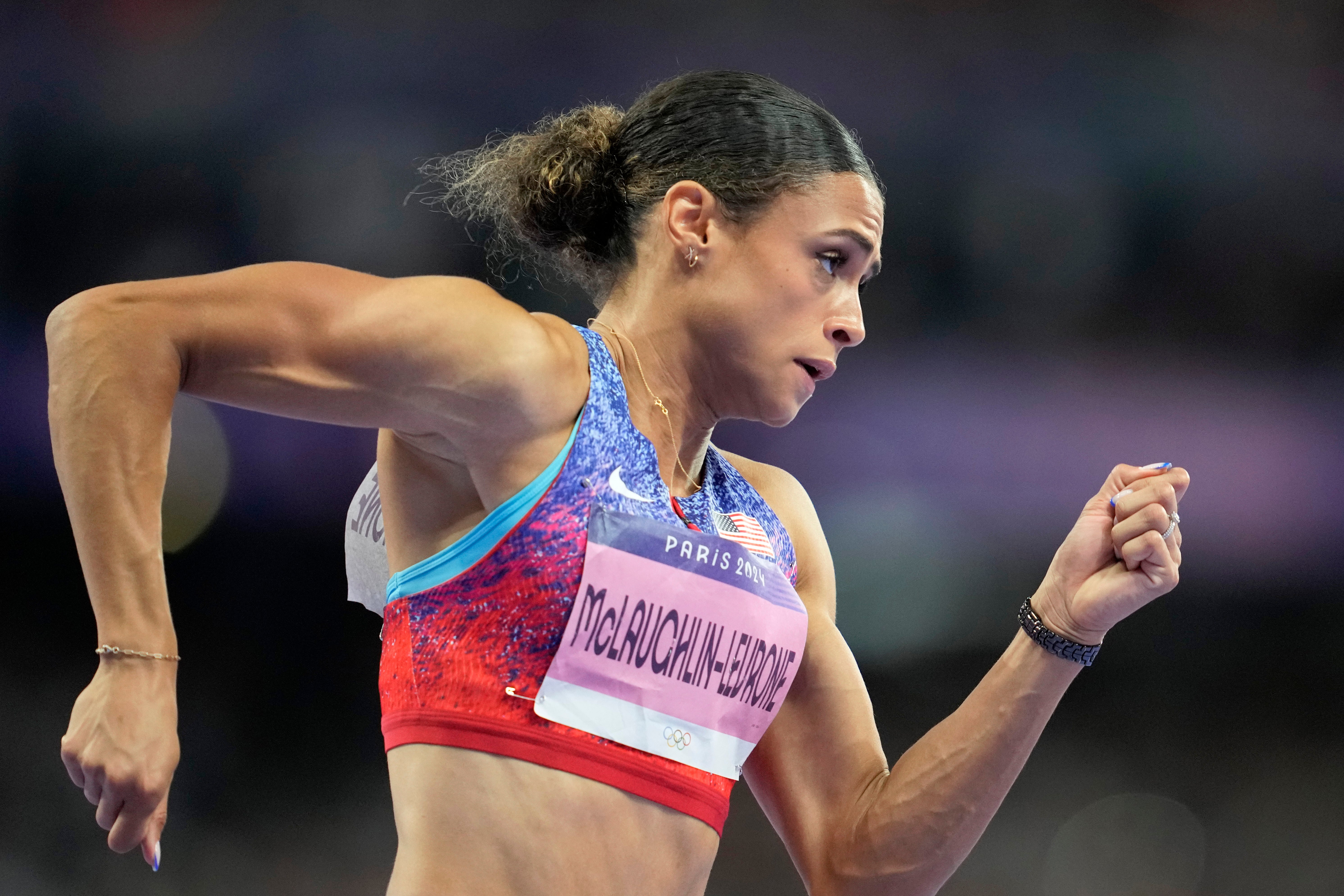Sydney McLaughlin-Levrone in action at the Paris Olympics