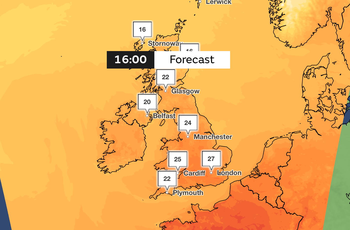 Sunday’s forecast shows temperatures increasing before a peak expected on Monday