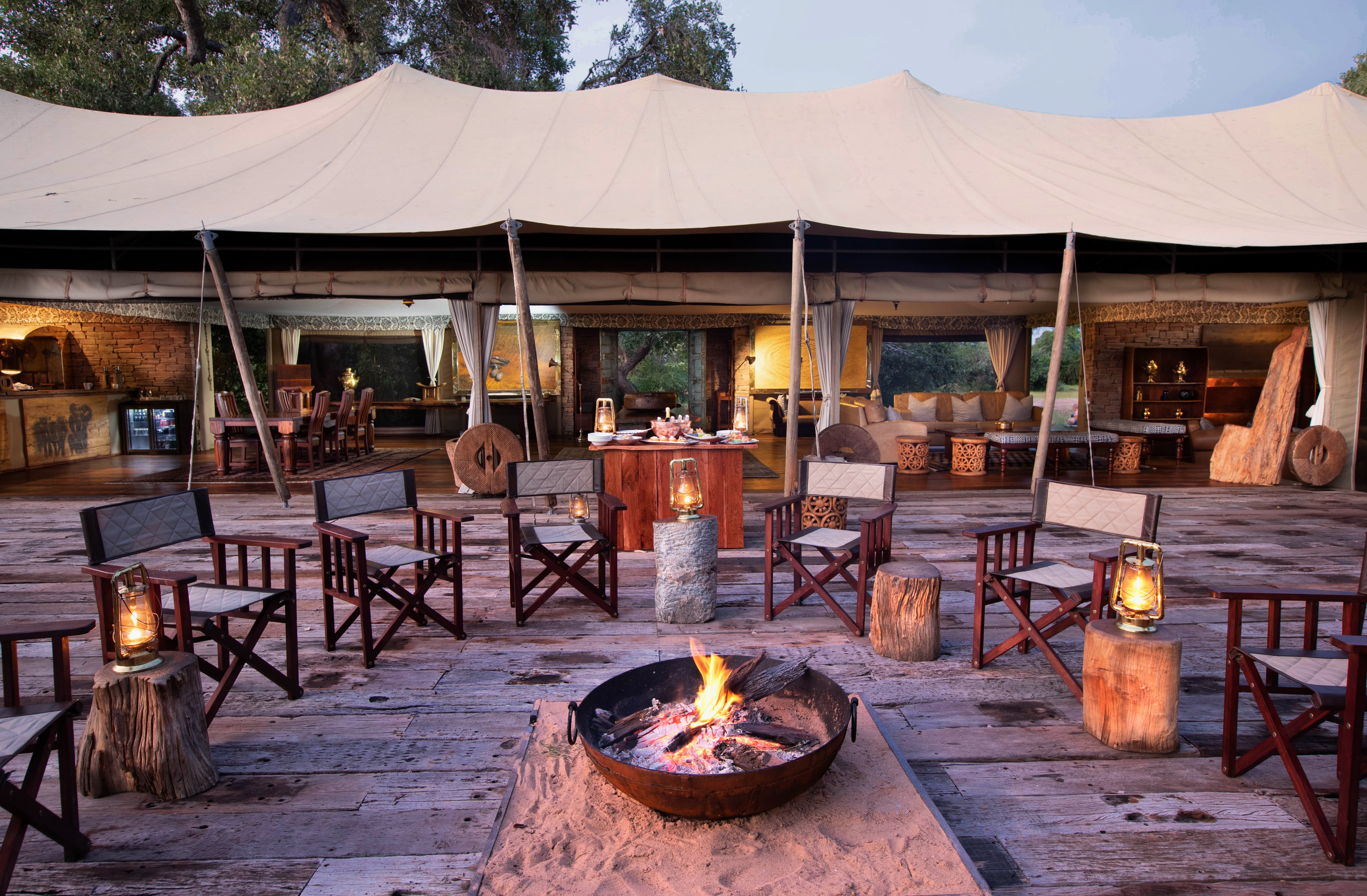 The canvas and stone wall design is a nod to the Zimbabwe Ruins