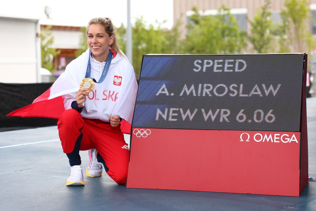 Aleksandra Miroslaw became the first speed climbing champion at the Olympics