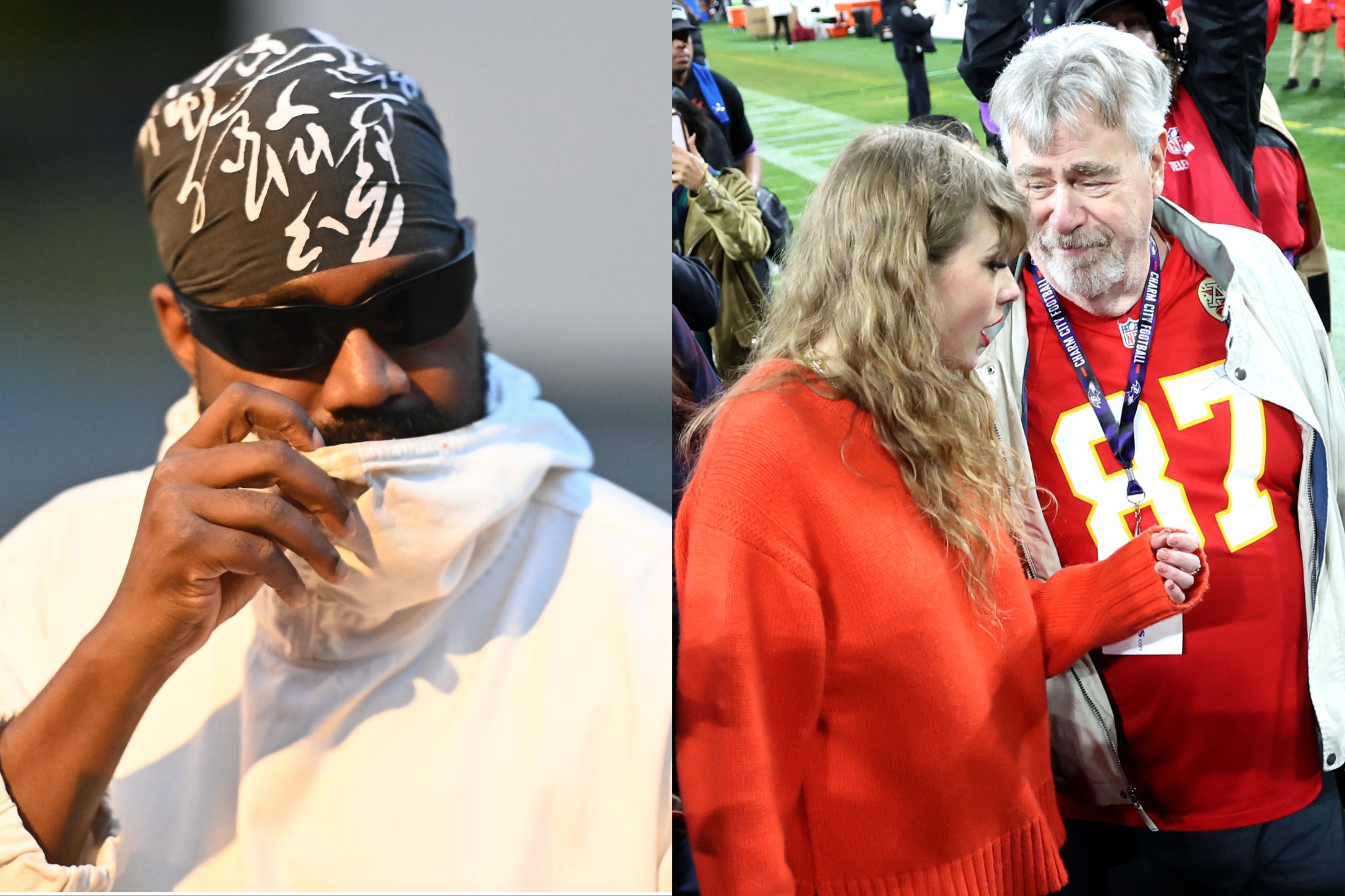 Kanye ‘Ye’ West and Taylor Swift with Ed Kelce at a Kansas City Chiefs game