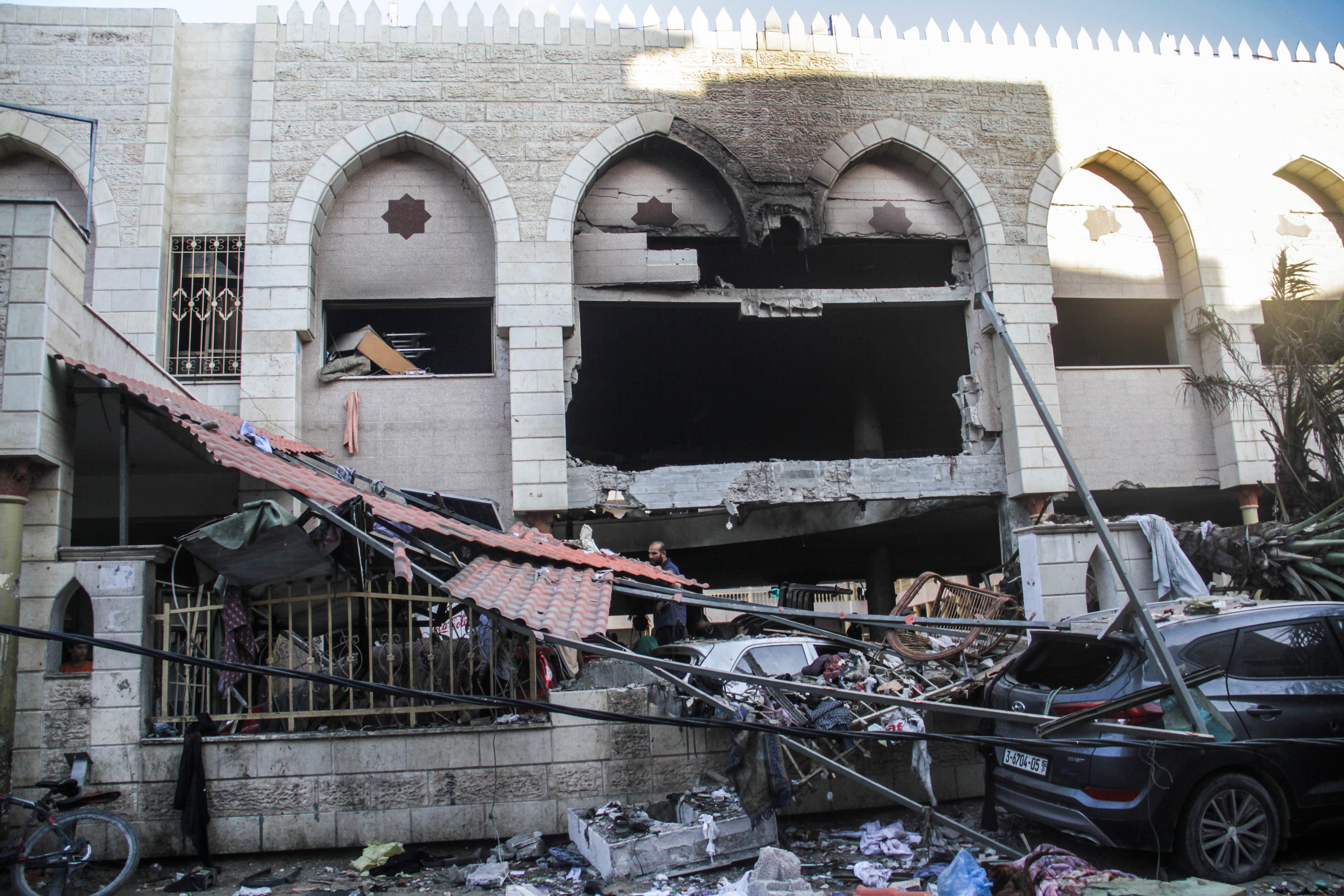 The damaged al-Tabaeen school in the Daraj Tuffah neighbourhood of Gaza City