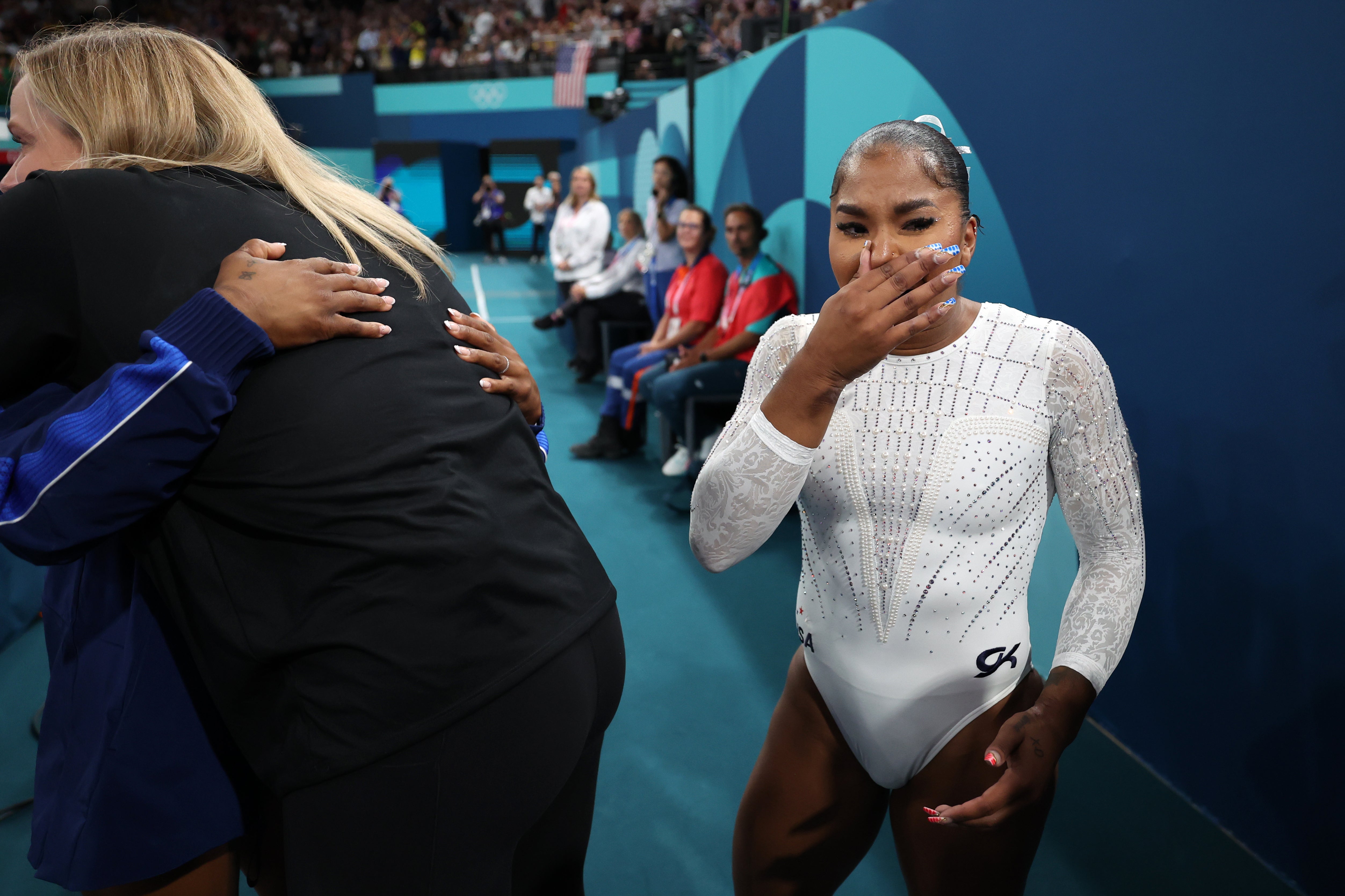 Jordan Chiles’ bronze medal was taken away after an Olympics scoring controversy that the US has vowed to appeal. Numerous teammates and others have now backed her on social media.