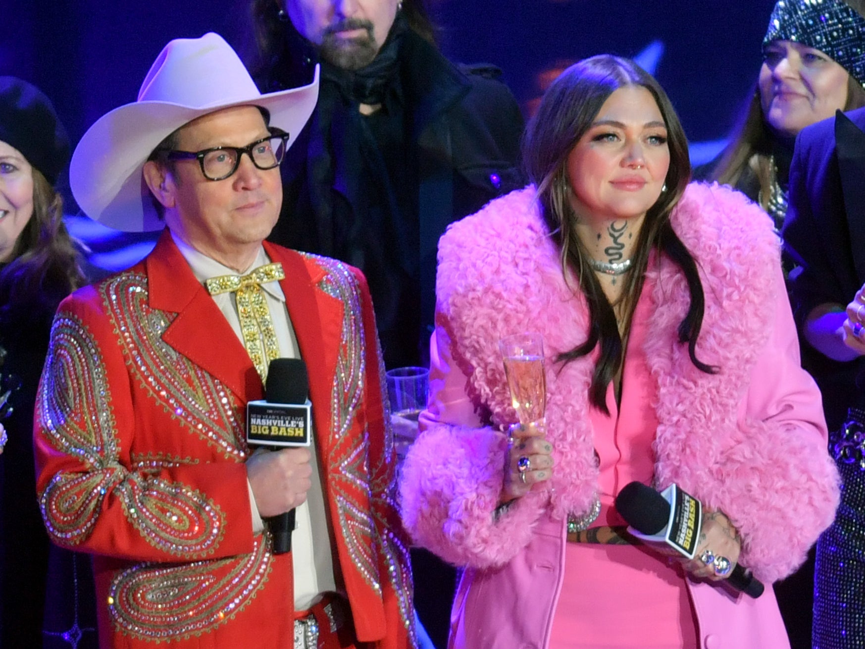 Rob Schneider with daughter Elle King at Nashville’s Big Bash on New Year’s Eve 2023