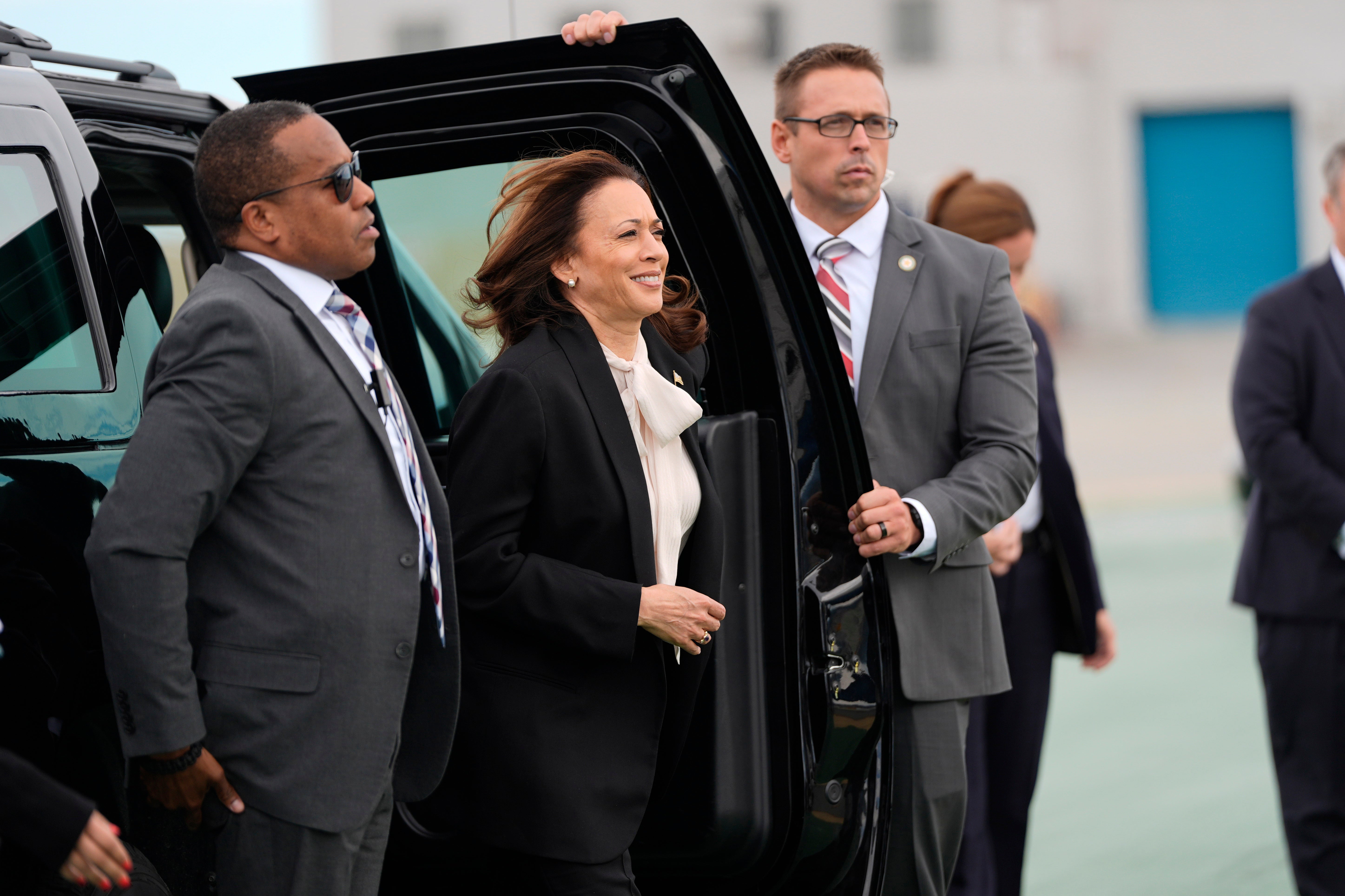 Kamala Harris arrives in San Francisco, California, on Sunday August 11 2024 ahead of fundraiser