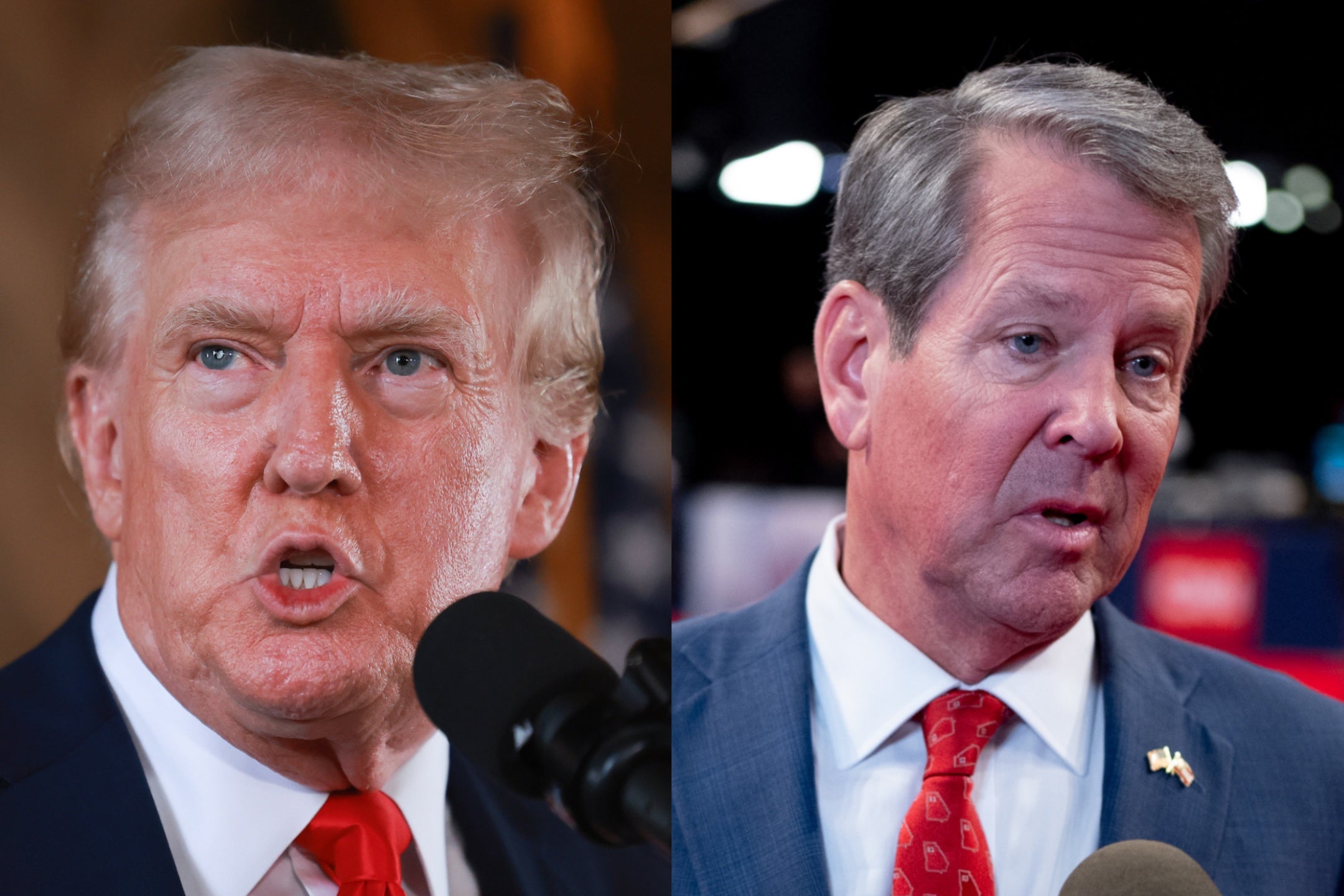 Donald Trump and Brian Kemp (right). The former president’s relationship with the governor went sour after the 2020 election