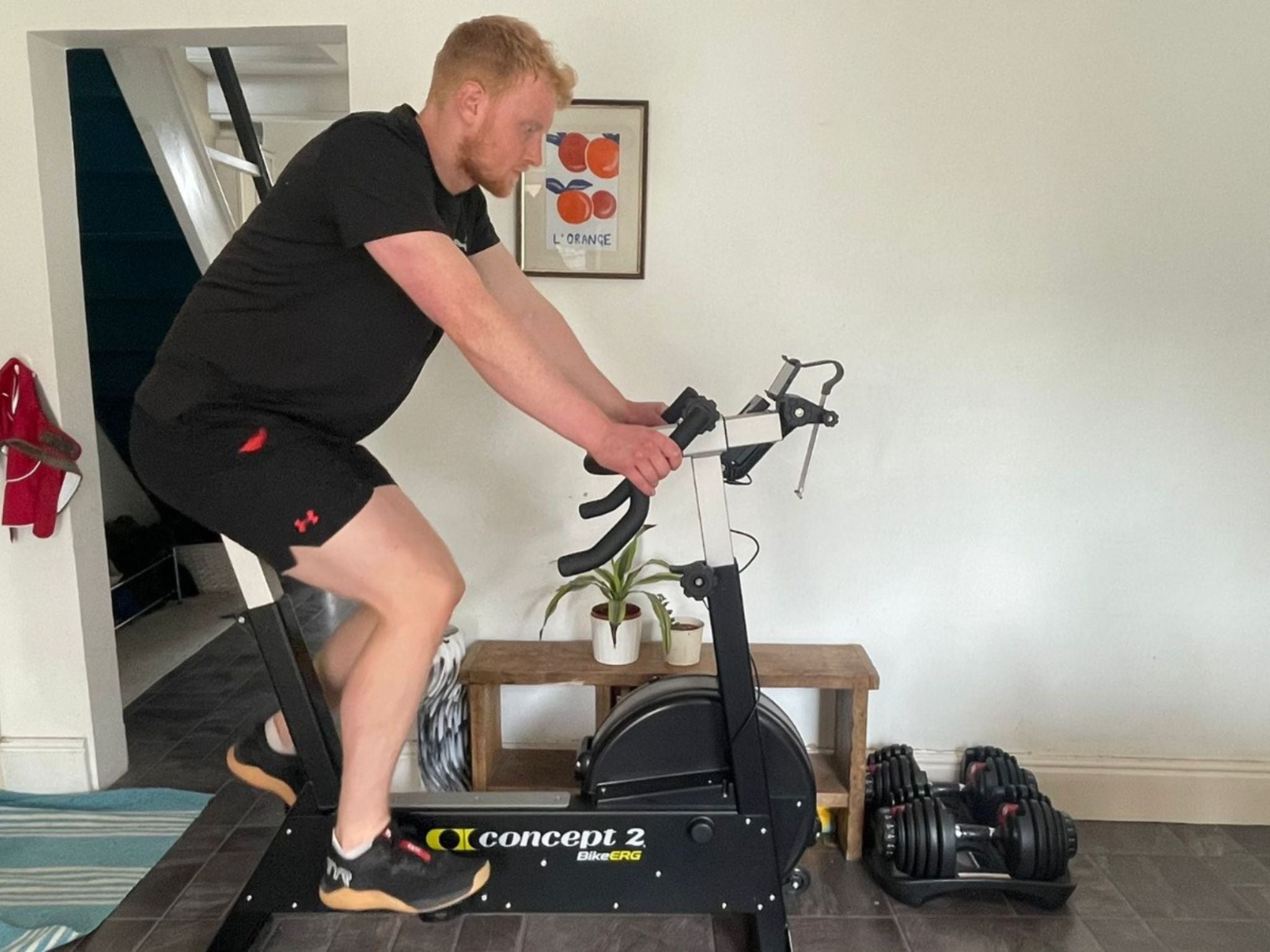 Fitness writer Harry Bullmore testing the Concept2 BikeErg previously