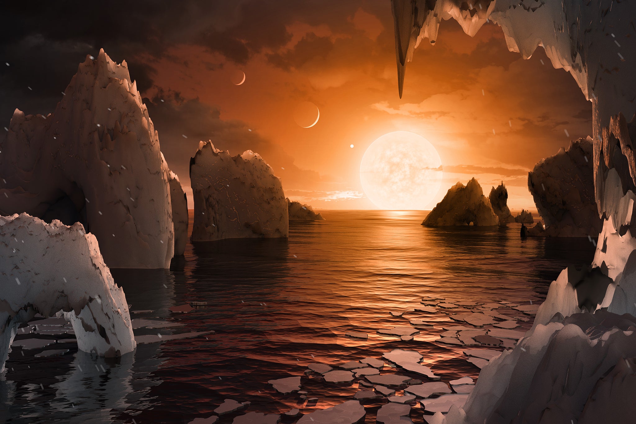 Space oddity: an artist’s interpretation of what the surface of the exoplanet Trappist-1f would look like