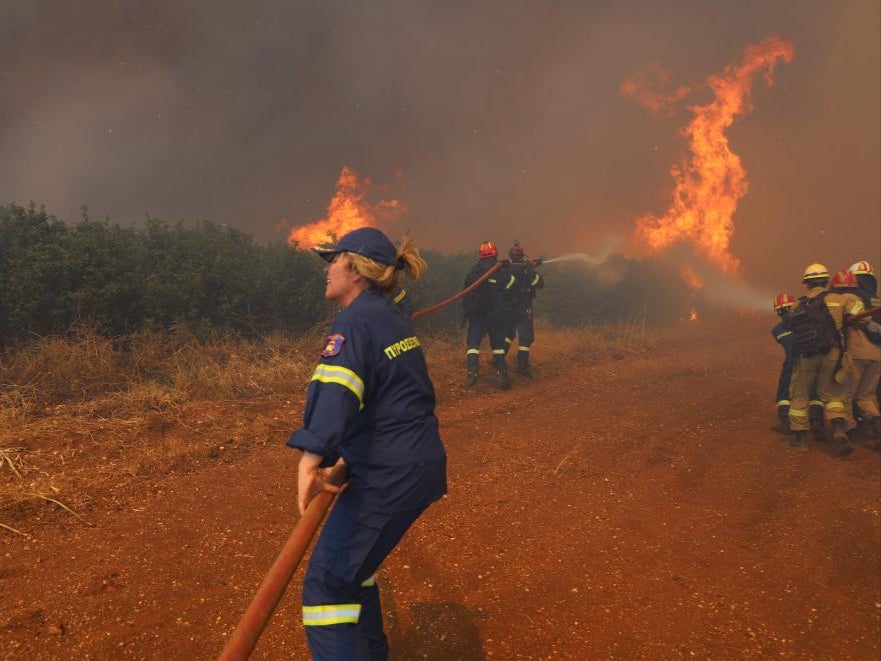 Danger zone: Fighting a wildfire in Greece