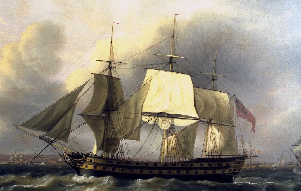 Thomas Luny’s painting the Earl of Abergavenny, which sunk in one of Britain’s worst ever maritime disasters