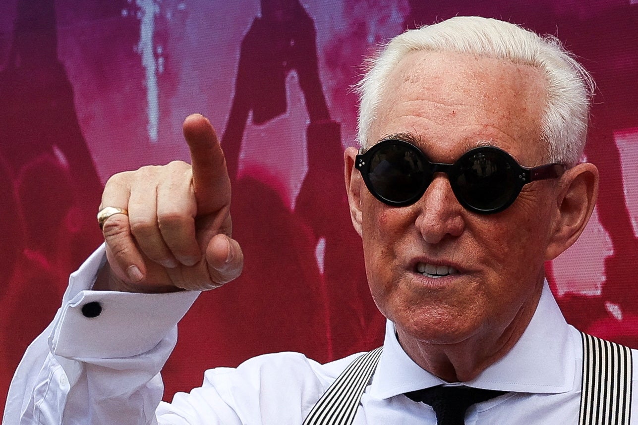 Roger Stone, appearing at the Republican National Convention in July, was targeted in an apparent phishing attempt to access Donald Trump’s campaign