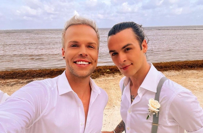 Olly Marmon (left) with boyfriend James ‘Jaymi’ Hensley’ who was a member of Union J. The couple were reportedly to get a married in a few weeks